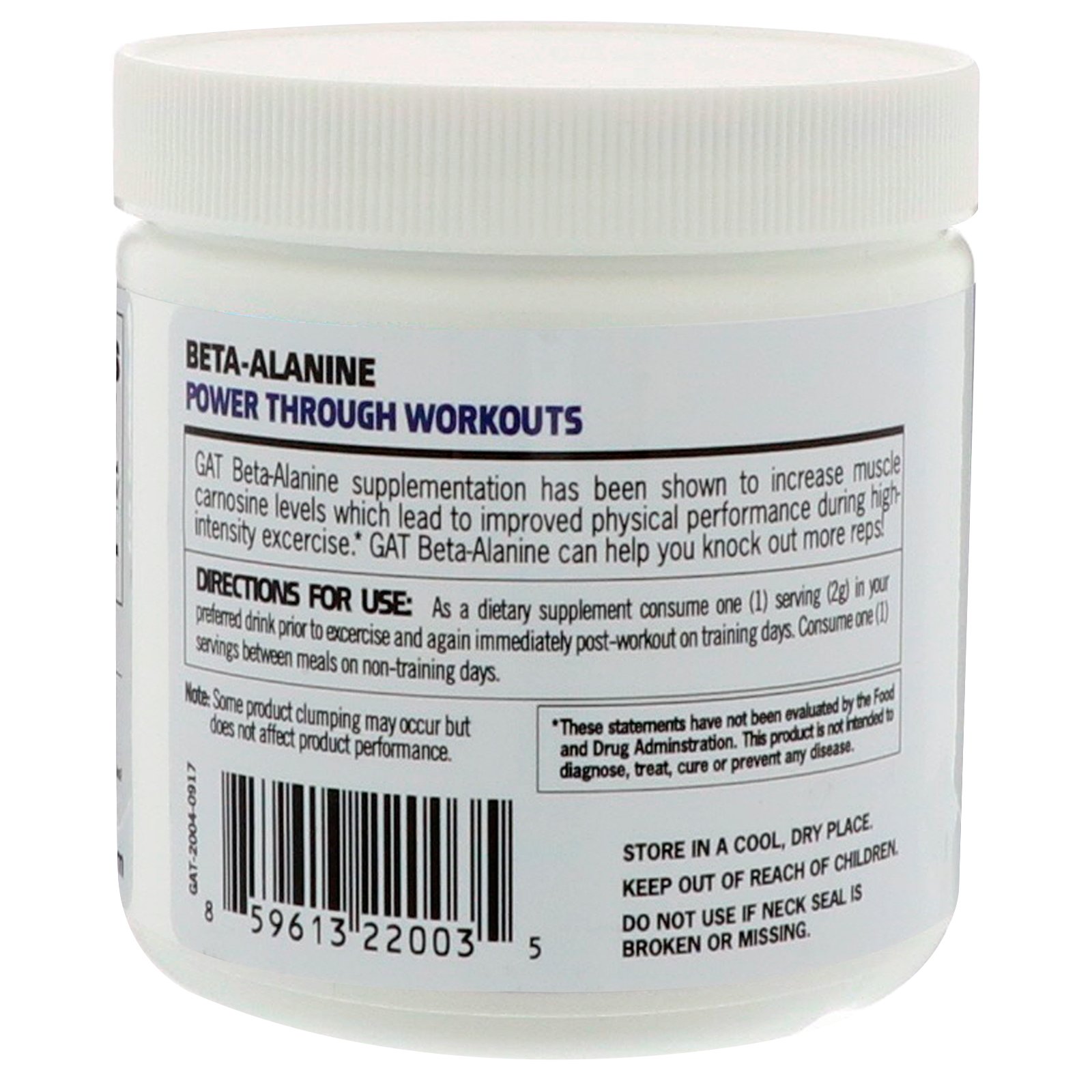 GAT, Beta-Alanina, Sem Sabor, 200 g - Imagem 2