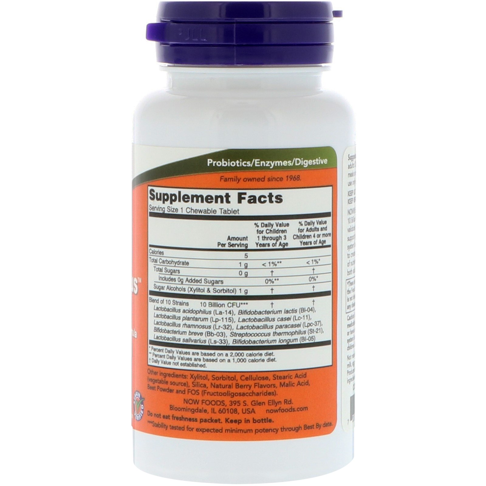 Now Foods, Extra Potente, Berry Dophilus, 50 pastilhas mastigáveis - Imagem 2