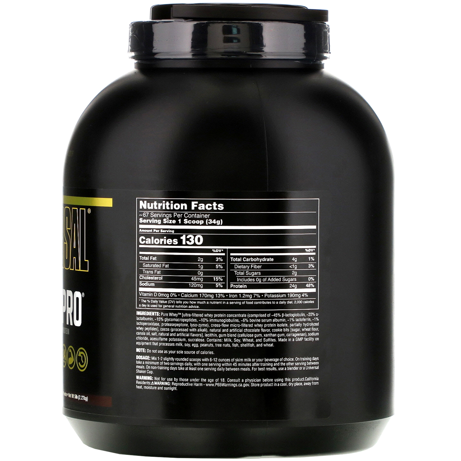 Universal Nutrition, Ultra Whey Pro, Proteína em Pó, Double Chocolate Chip, 5 lbs (2,27 kg) - Imagem 2