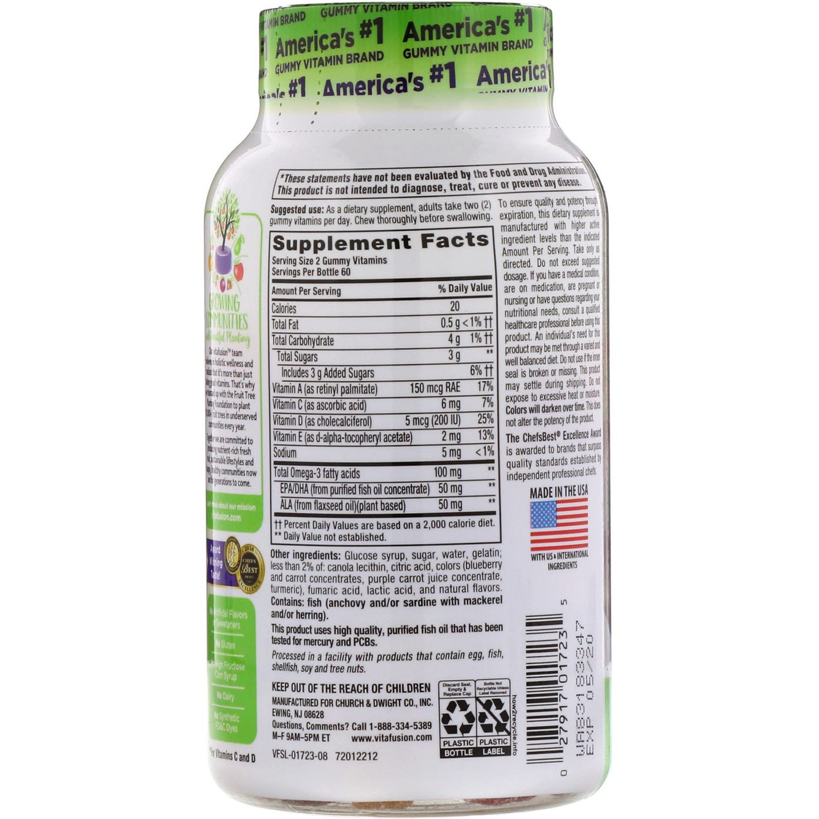 VitaFusion, Ômega-3, EPA/DHA, 120 Balas de Goma - Imagem 2
