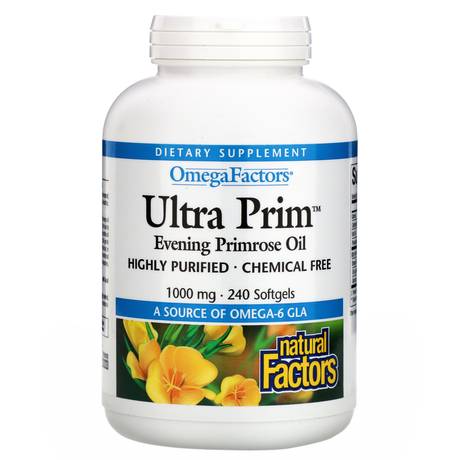 Natural Factors, OmegaFactors, Ultra Prim, Óleo de Prímula, 1000 mg, 240 Cápsulas Softgel