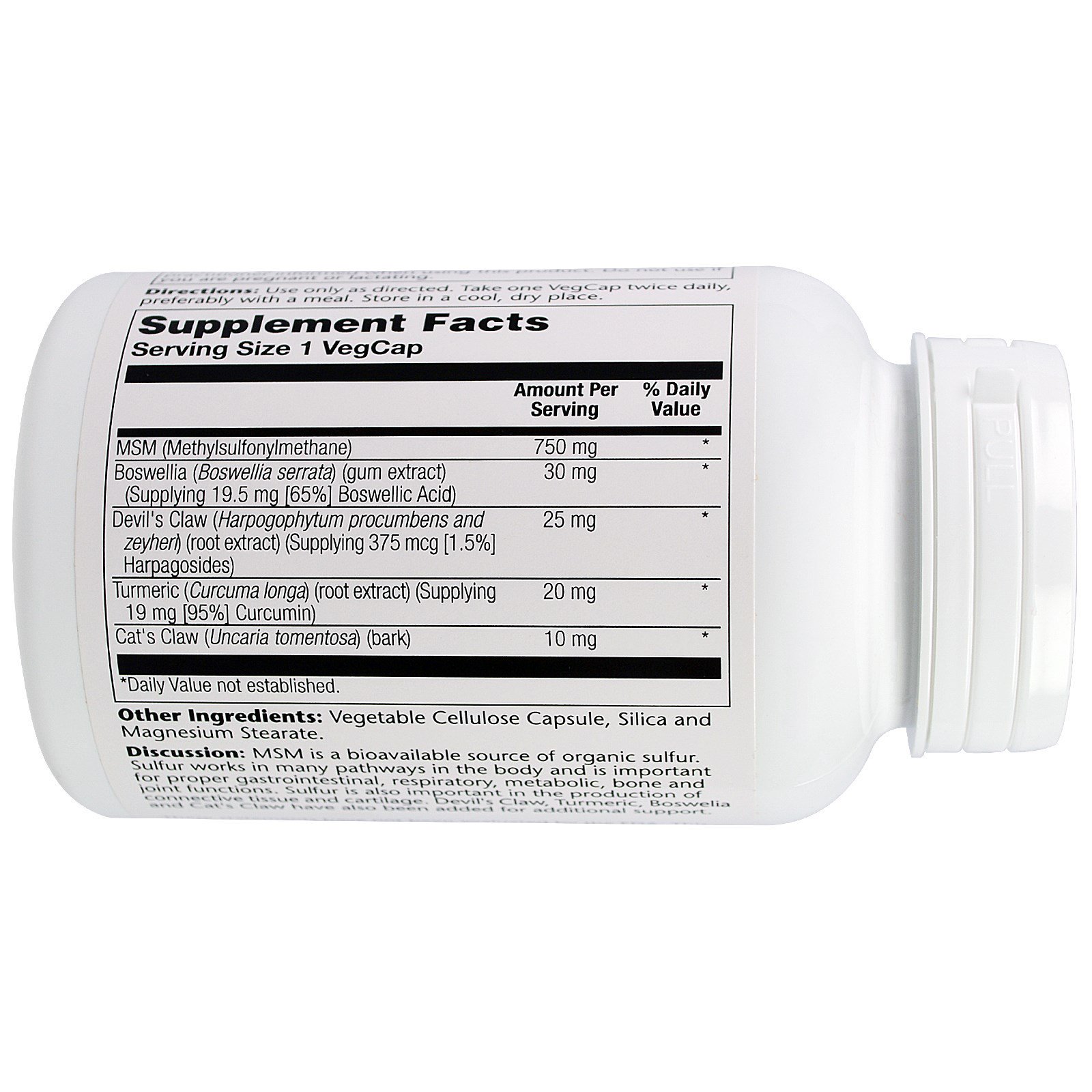 Solaray, MSM, 750 mg, 90 Veg Caps - Imagem 2