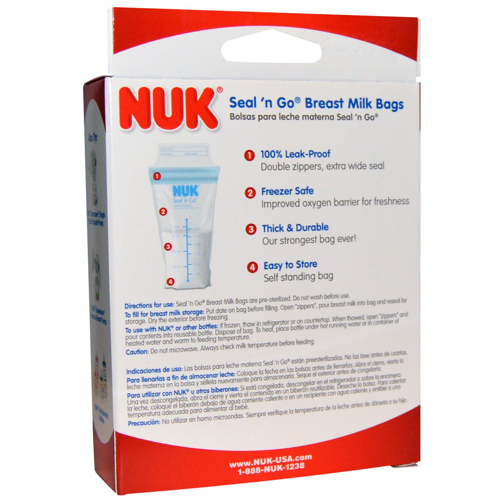 NUK, Sacos para Leite Materno Seal 'n Go, 25 Sacos de Armazenamento, 6 oz (180 ml) cada - Imagem 2