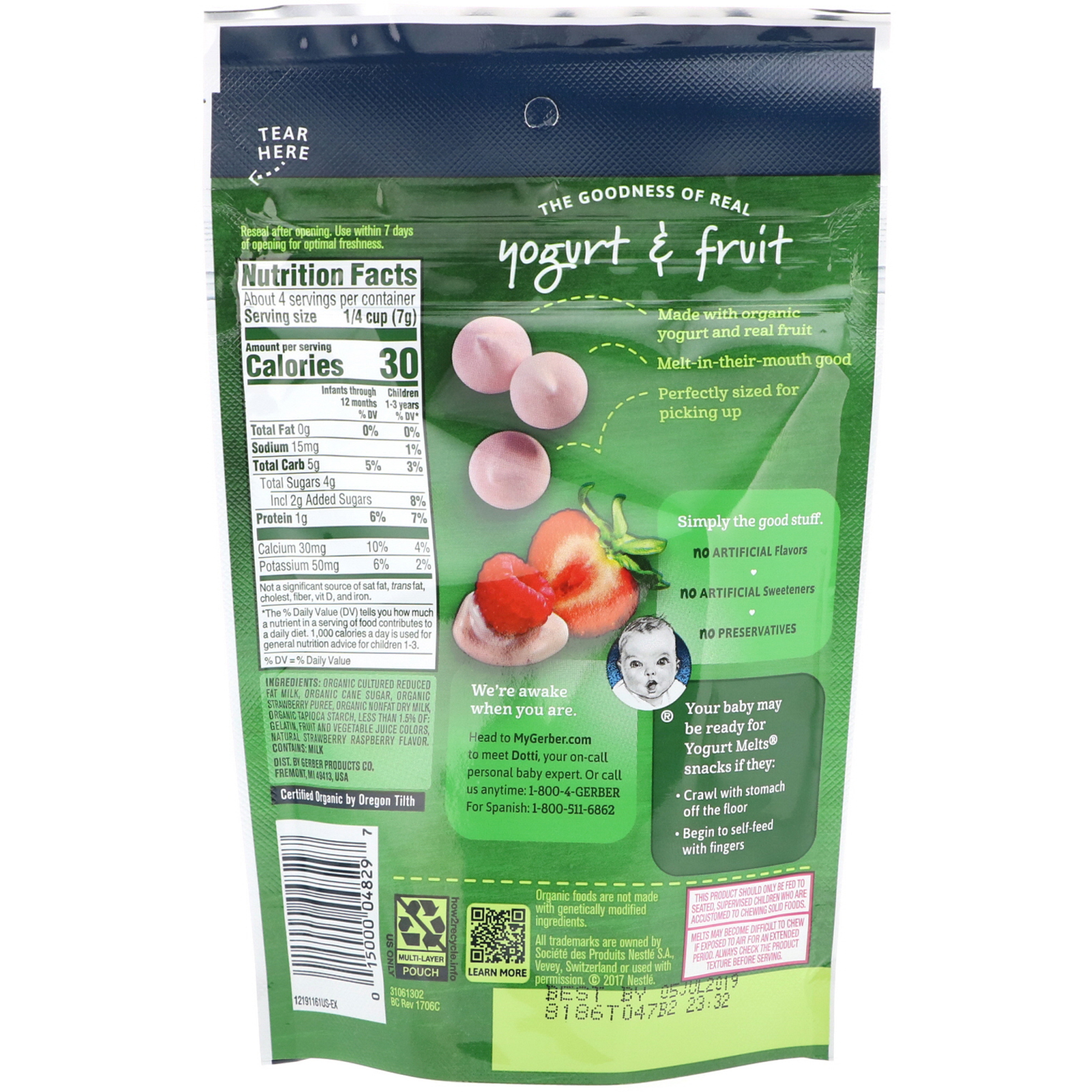 Gerber, Organic Yogurt Melts, 8 + Months, Red Berries, 1.0 oz (28 g) - Imagem 2