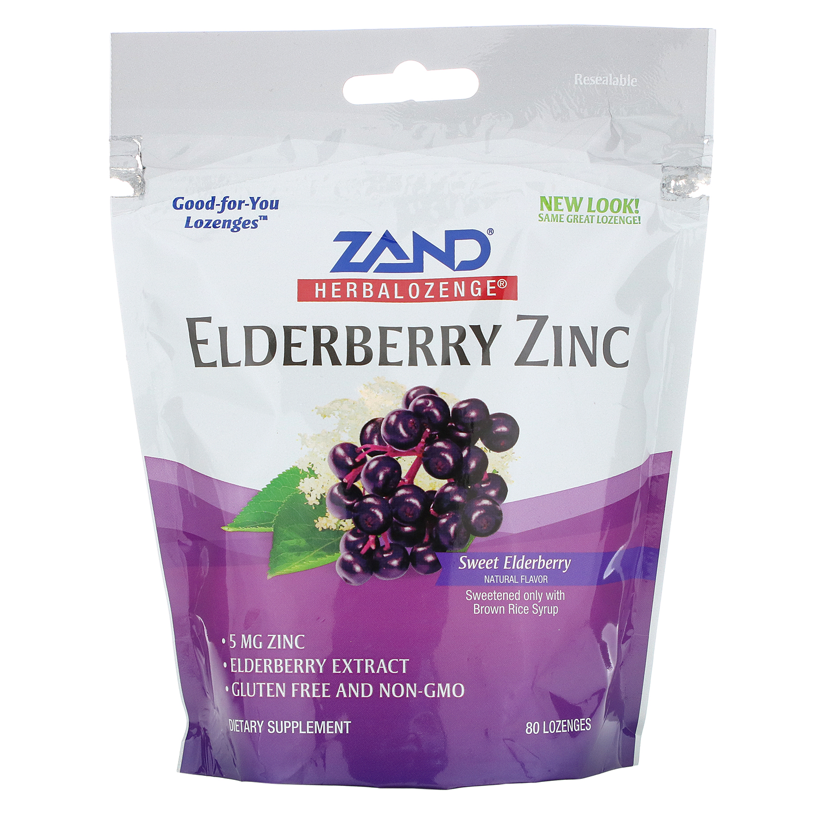 Zand, Herbalozenge, Sabugueiro Zinco, Sabugueiro Doce, 80 Pastilhas