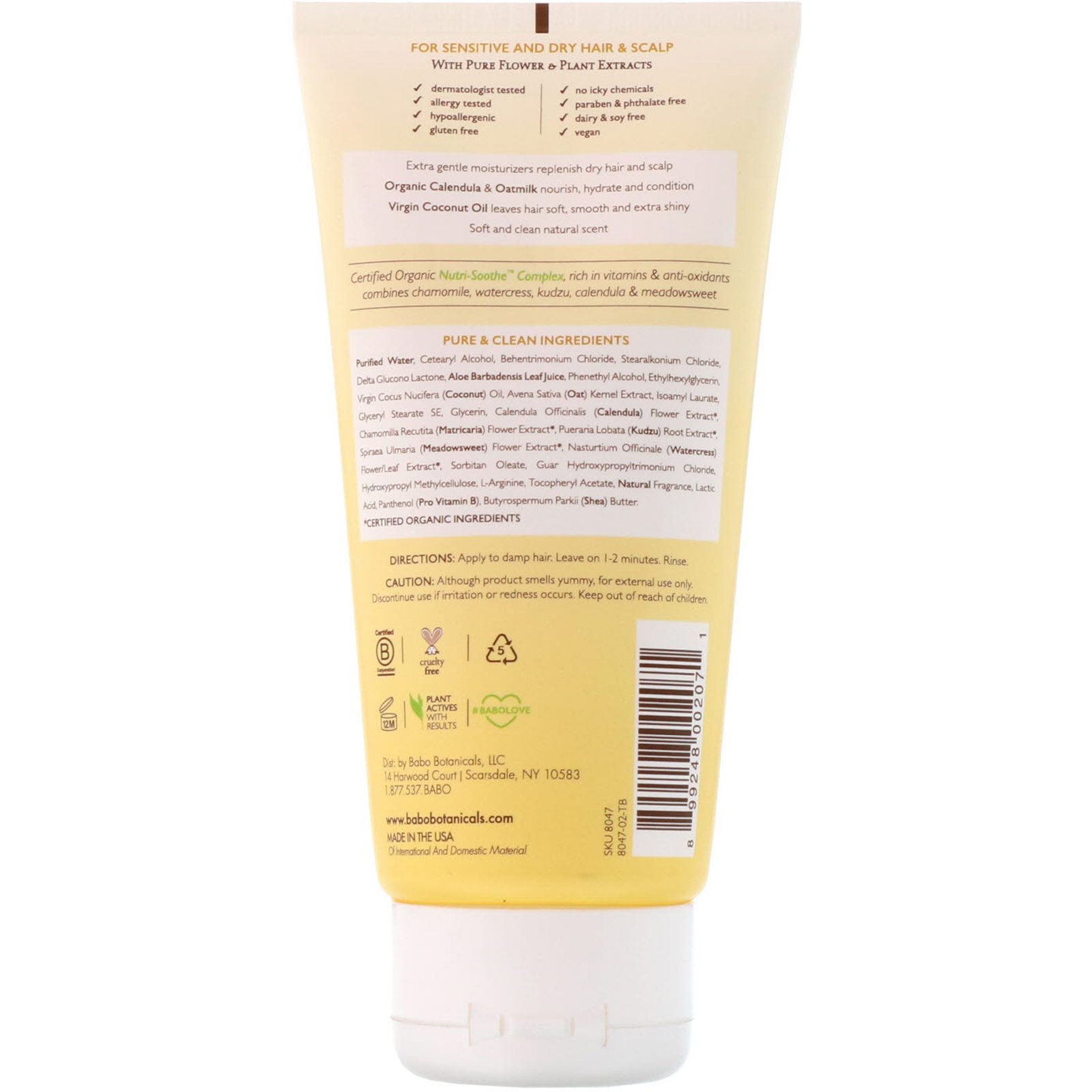 Babo Botanicals, Condicionador Hidratante, Leite de Aveia e Calêndula, 6 oz fl oz (180 ml) - Imagem 2