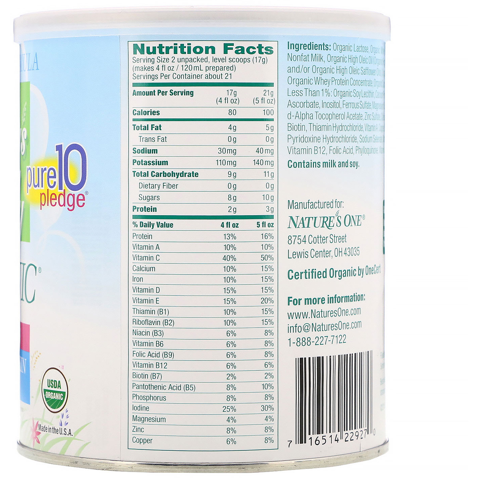 Nature's One, Toddler Formula, No GMO, Whey Protein, Dairy, 12.7 oz (360g) - Imagem 2