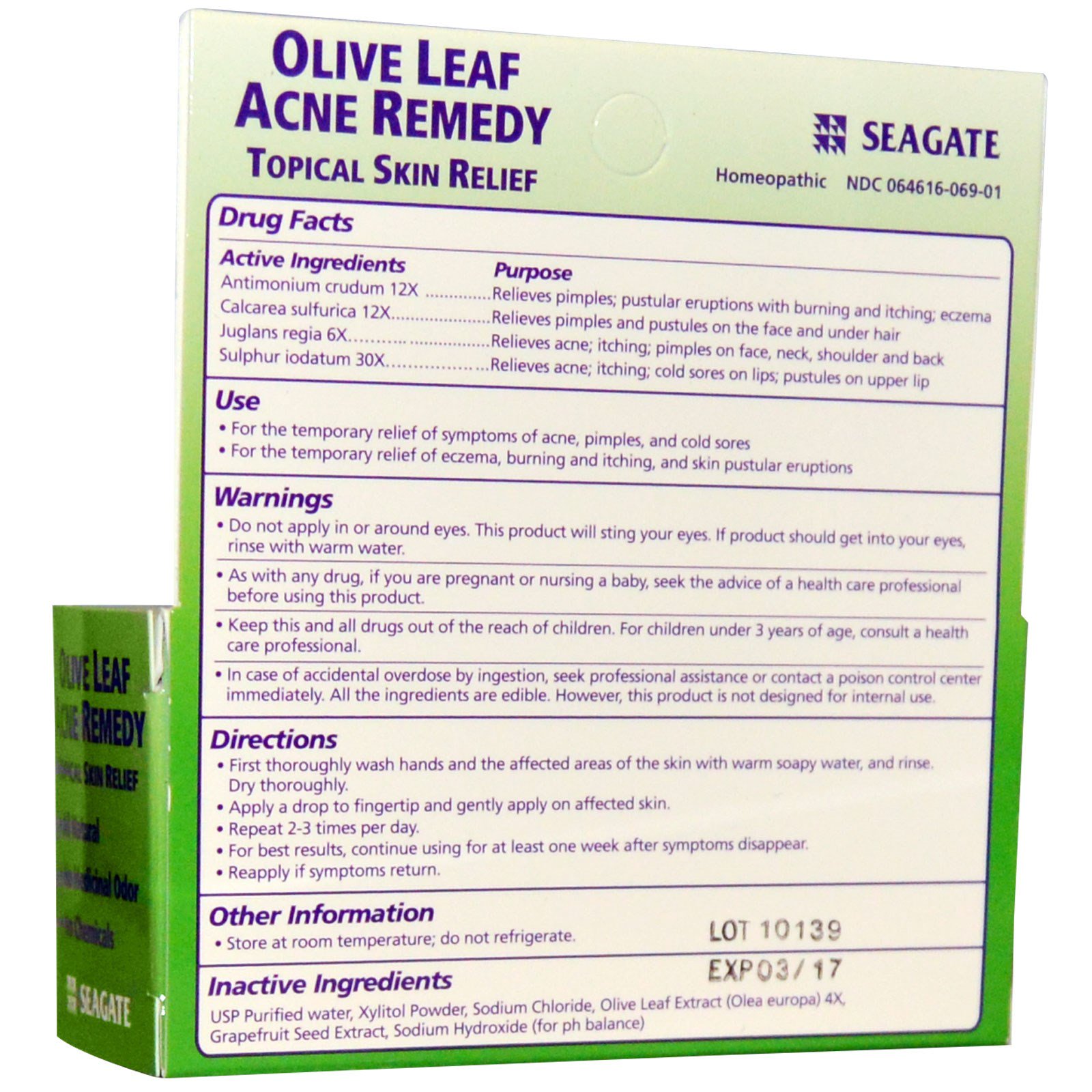 Seagate, Antiácne folha de oliva, 1 fl. oz. (30 mL) - Imagem 2