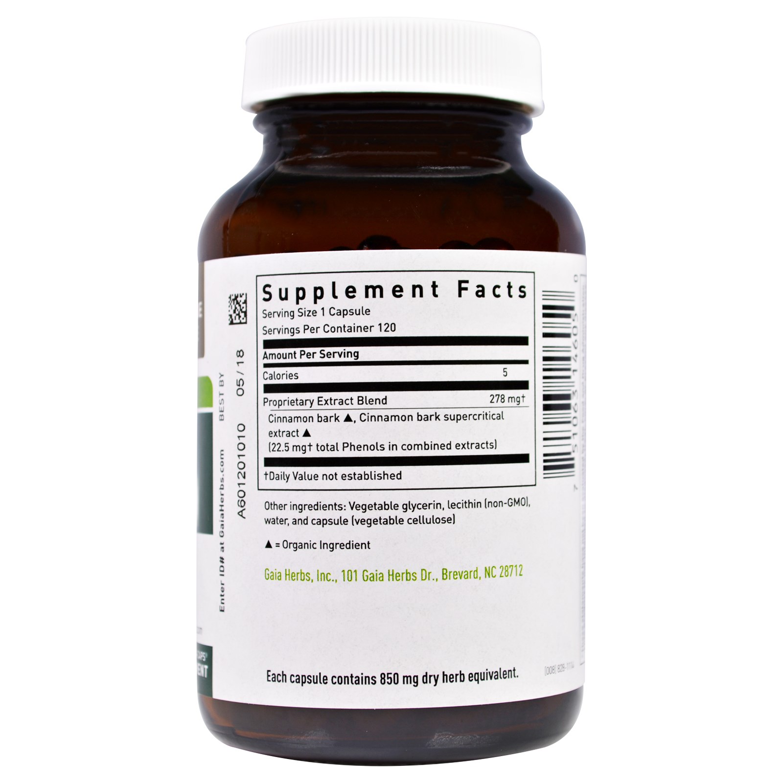 Gaia Herbs, Cinnamon Bark, 120 Vegetarian Liquid Phyto-Caps - Imagem 2