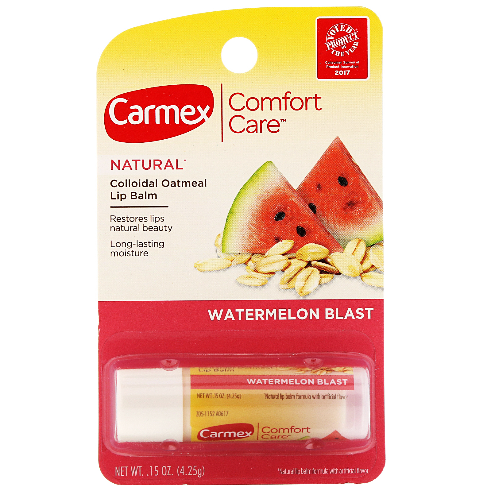 Carmex, Comfort Care, Bálsamo Labial de Aveia Coloidal, Explosão de Melancia, 4,25 g (0,15 oz) - Imagem 2