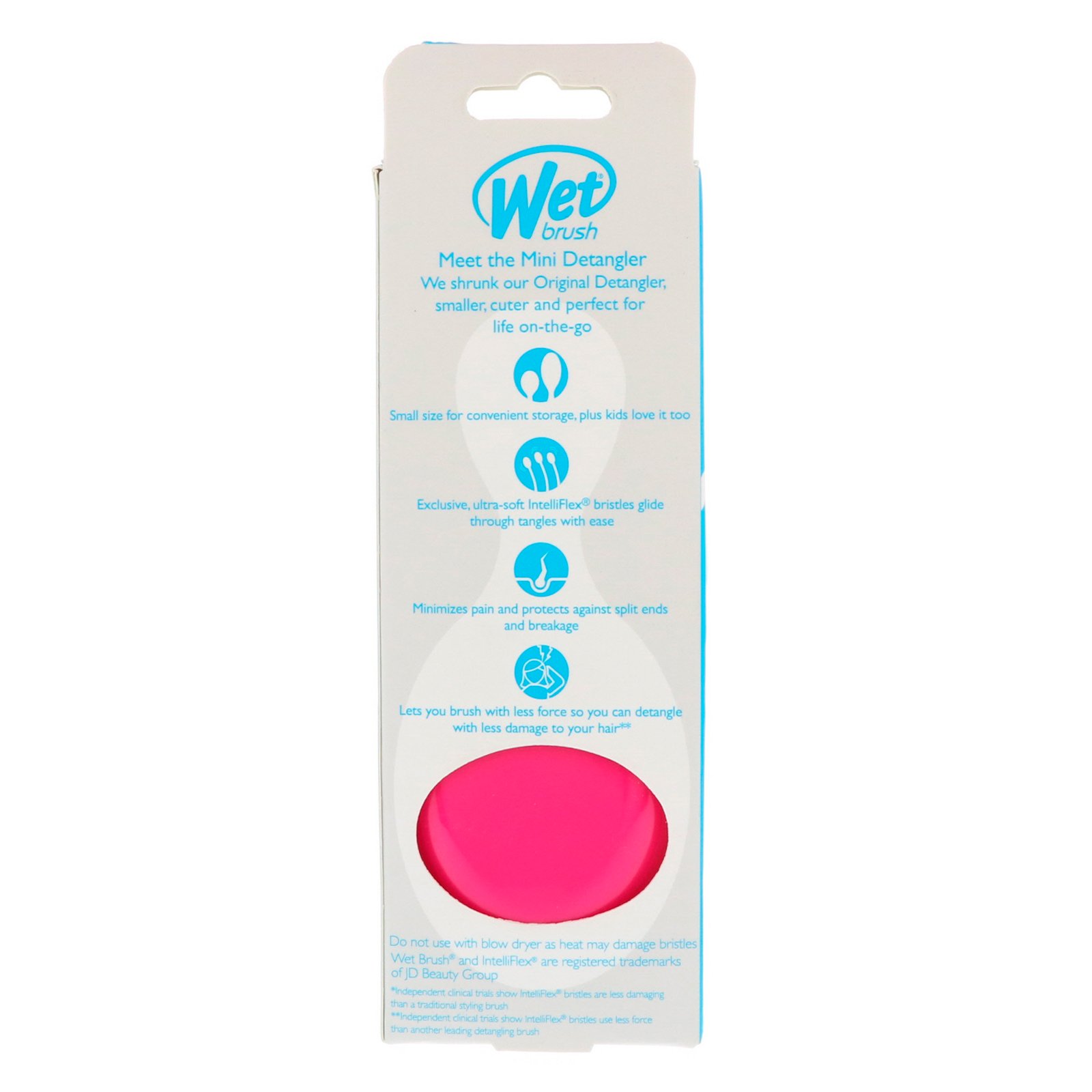 Wet Brush, Mini Escova Desembaraçadora, Rosa, 1 Escova - Imagem 3