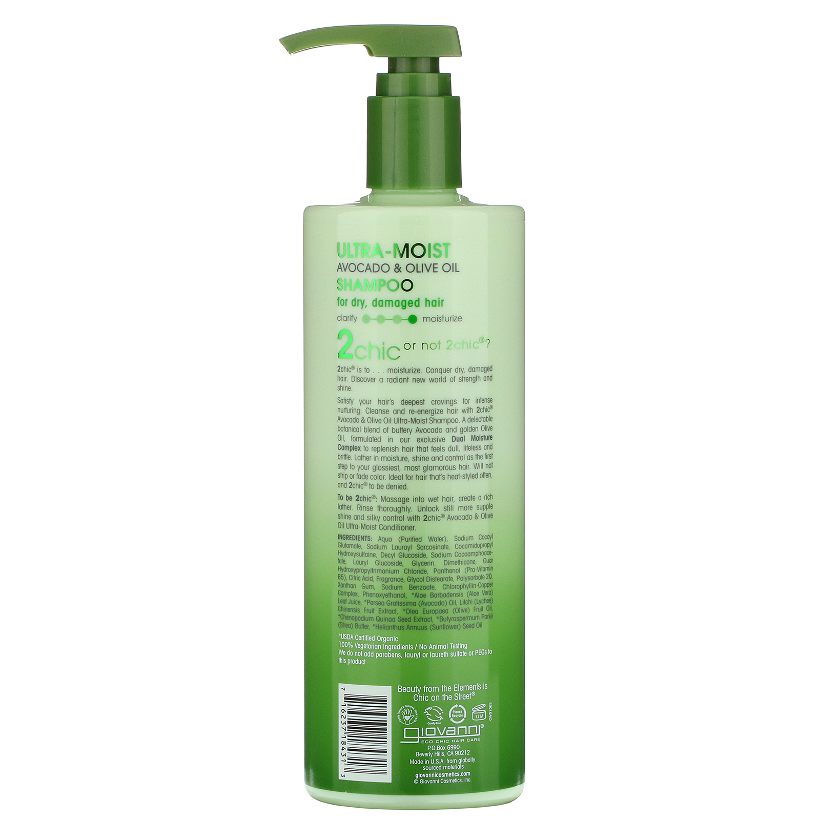 Giovanni, 2chic, Shampoo Ultra-Hidratante, para Cabelos Secos e Danificados, Abacate e Azeite de Oliva, 710 ml (24 fl oz) - Imagem 2