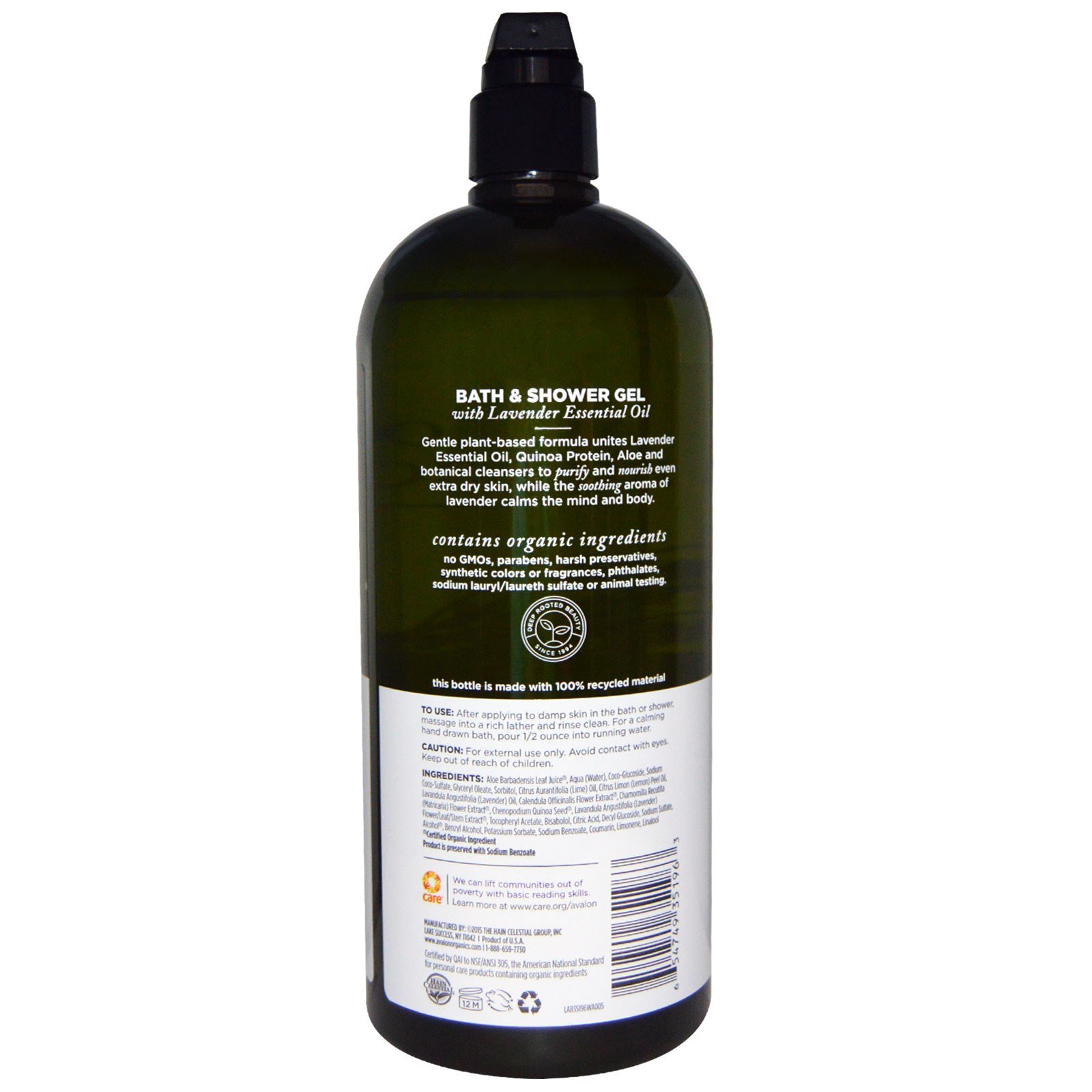 Avalon Organics, Gel para Banho e Chuveiro, Lavanda Nutritiva, 946 ml (32 fl oz) - Imagem 2