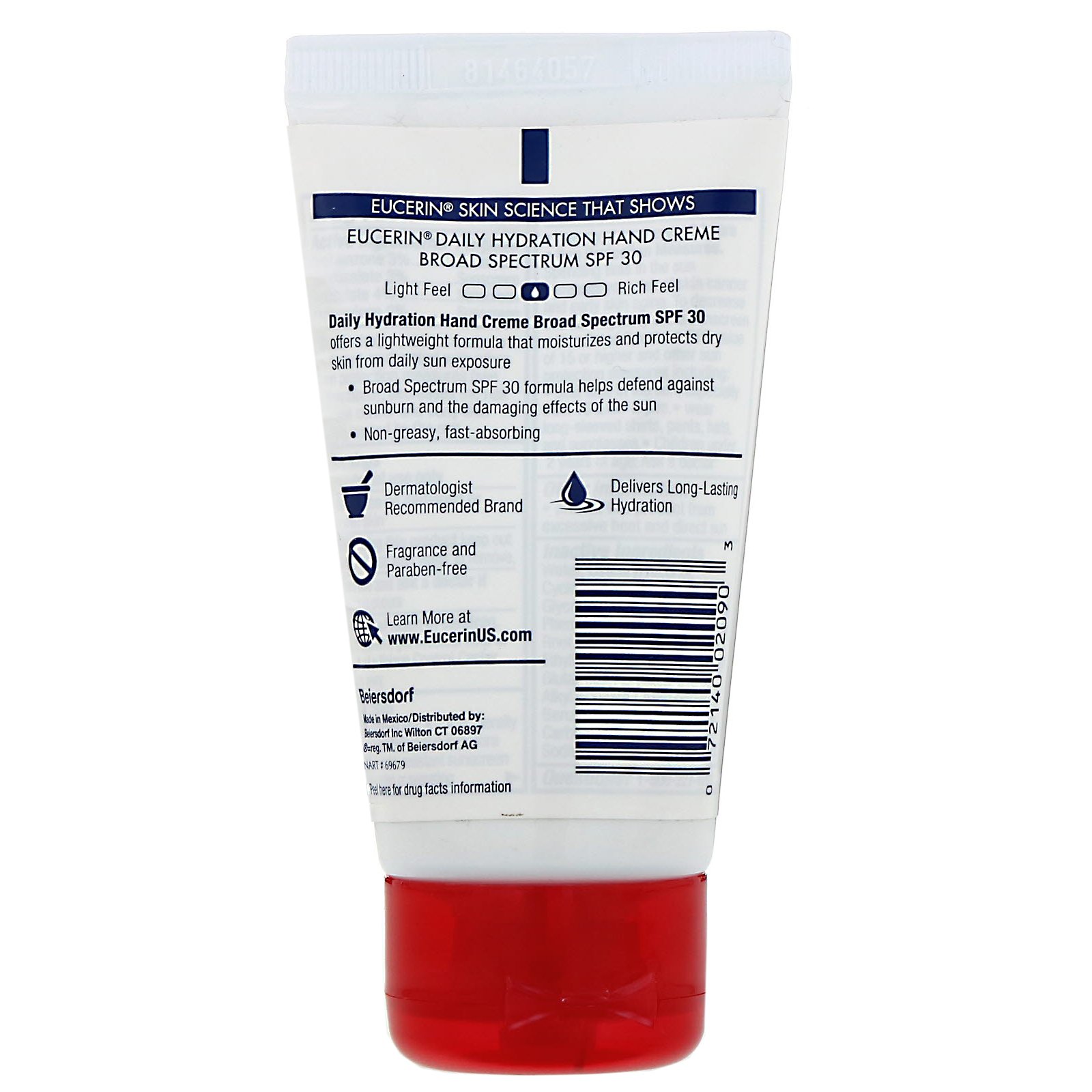 Eucerin, Creme de Hidratação Diária para as Mãos, Hidratante e Protetor Solar, FPS 30, Sem Fragrância, 78 g (2,7 oz) - Imagem 2