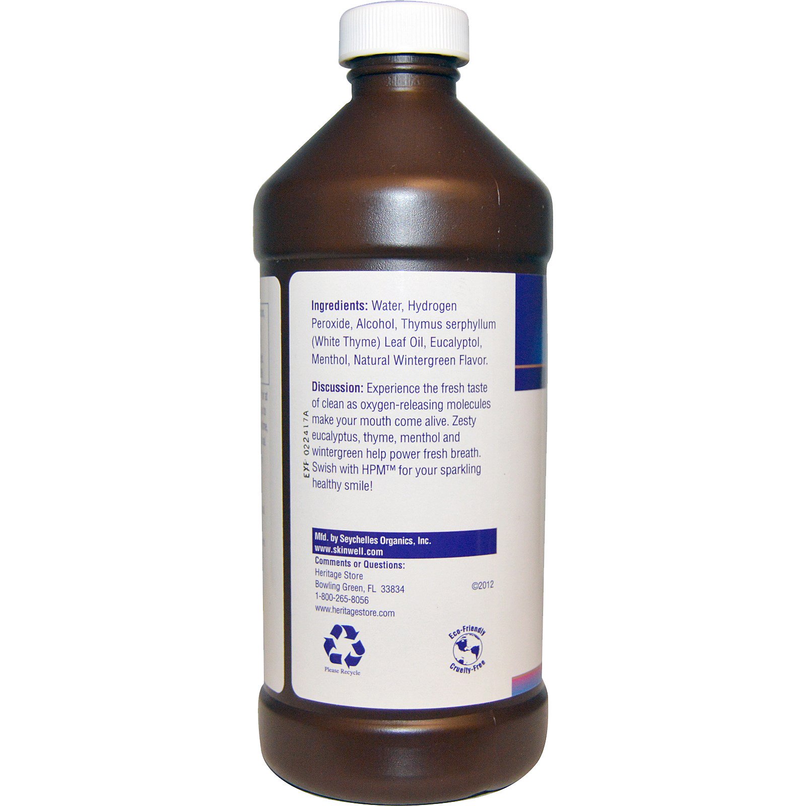 Heritage Store, HPM, Enxaguante Bucal Peróxido de Hidrogênio, Original, 16 fl oz (480 ml) - Imagem 2