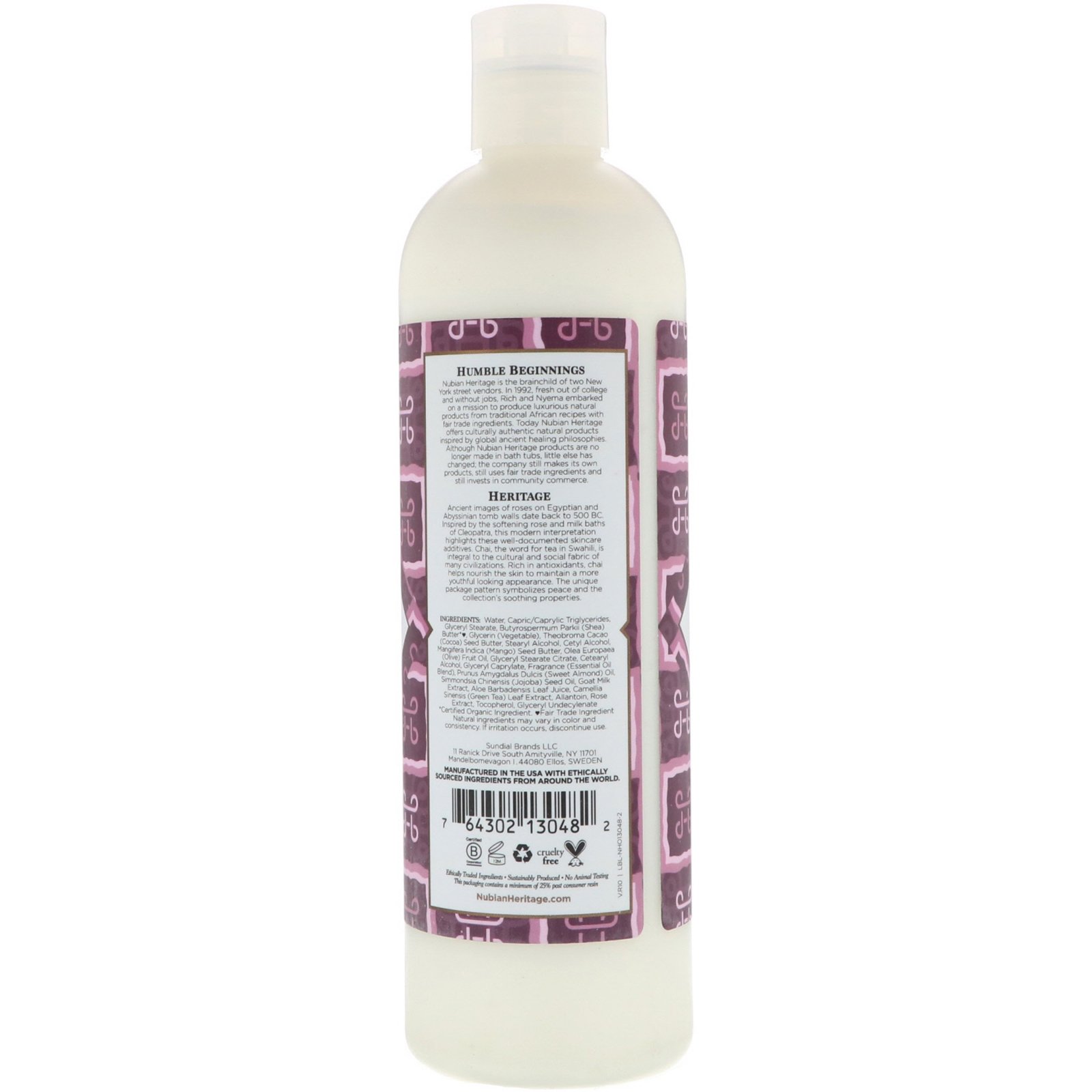 Nubian Heritage, Loção Corporal, Leite de Cabra e Chai, 384 ml - Imagem 2