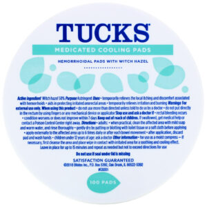 Tucks, Lencinhos Refrescantes com Medicamento, 100 Unidades