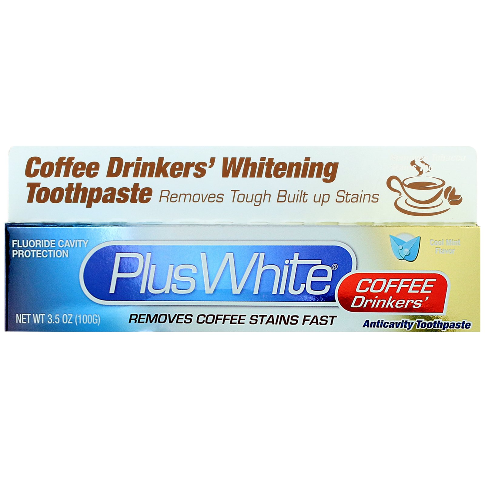 Plus White, Coffee Drinkers' Whitening Toothpaste, Cool Mint Flavor, 3.5 oz (100 g) - Imagem 2