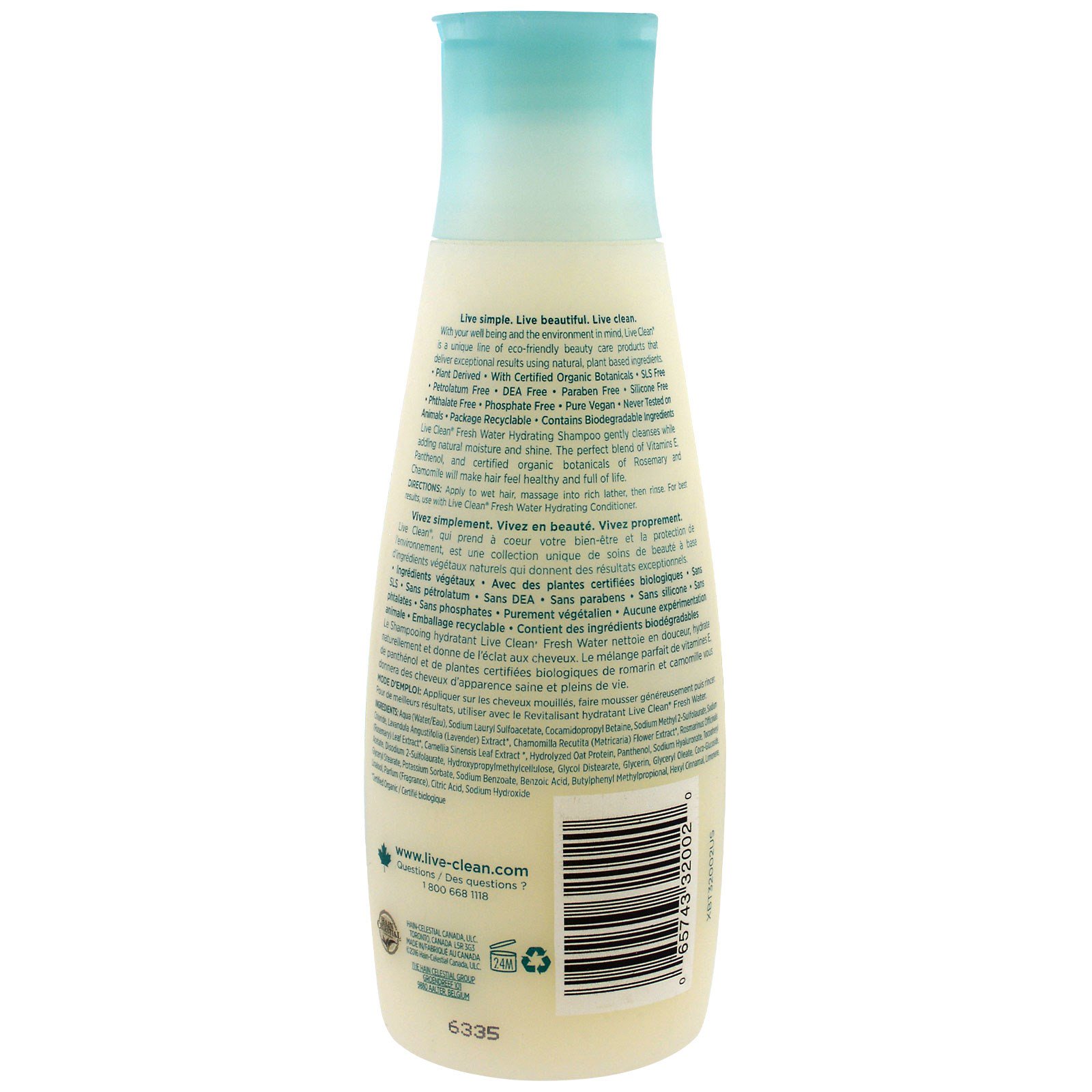 Live Clean, Xampu Hidratande, Água Fresca, 12 fl oz (350 ml) - Imagem 2