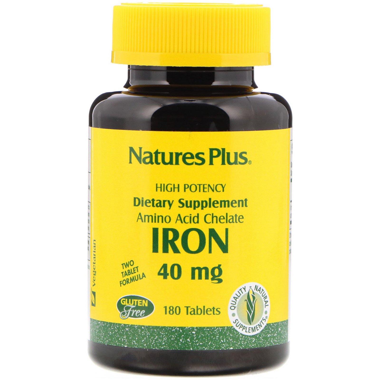 Nature's Plus, Ferro, 40 mg, 180 Comprimidos