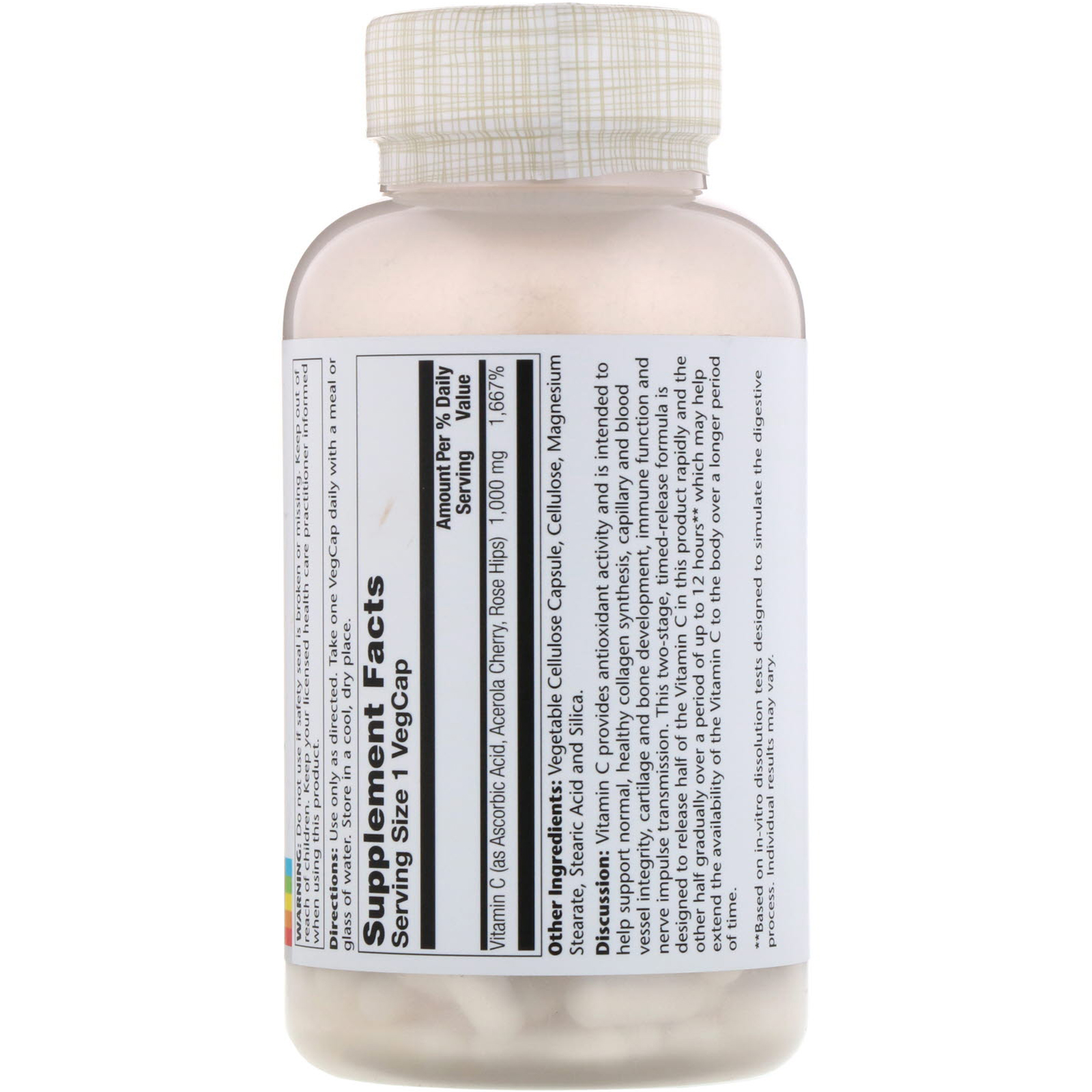 Solaray, Vitamina C de Liberação Programada, 1.000 mg, 250 Cápsulas Vegetais - Imagem 2