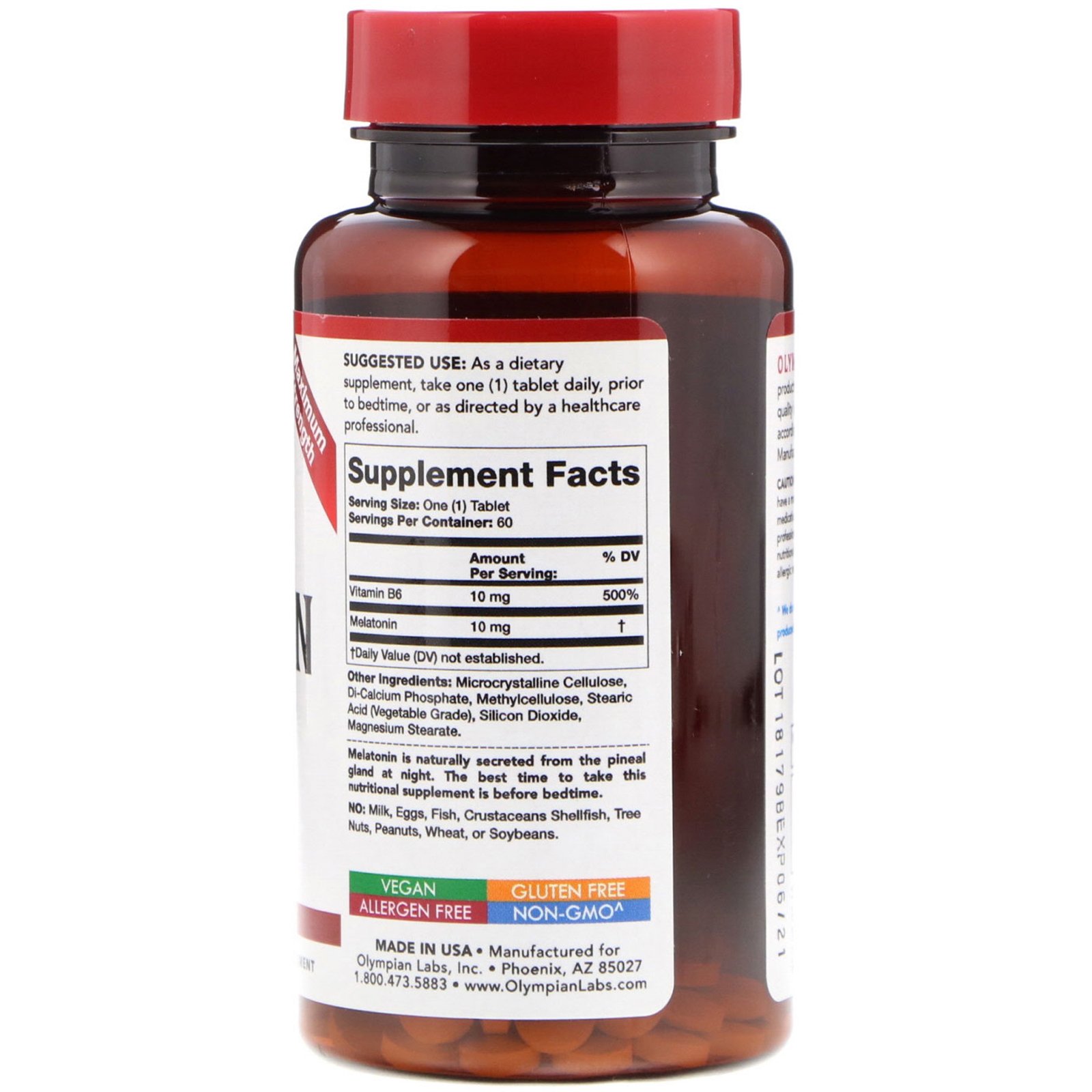 Olympian Labs, Melatonina, Liberação do Tempo, 10 mg, 60 Cápsulas Vegetais - Imagem 2