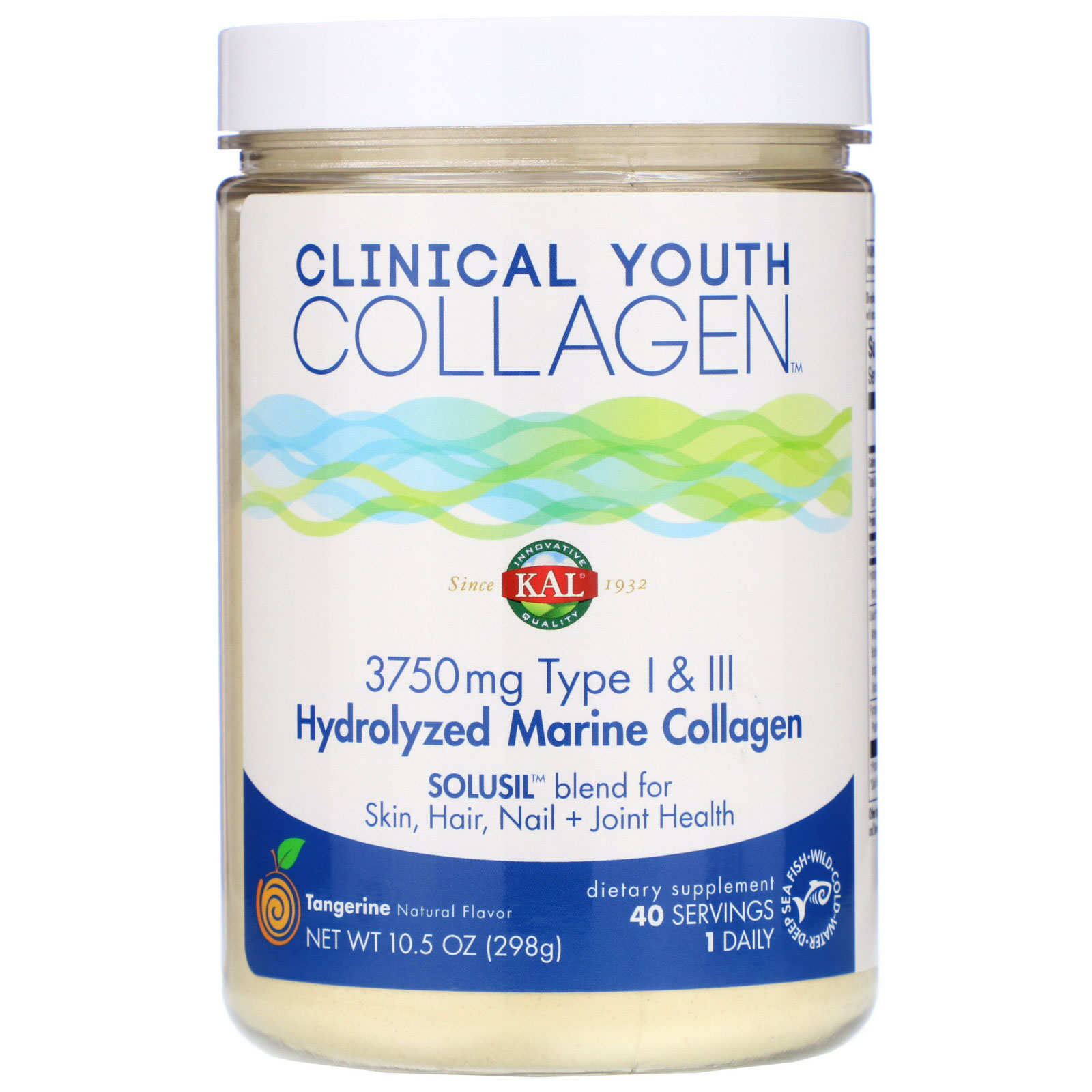 KAL, Hydrolyzed Marine Collagen, Tangerine, 3,750 mg, 10.5 oz (298 g)