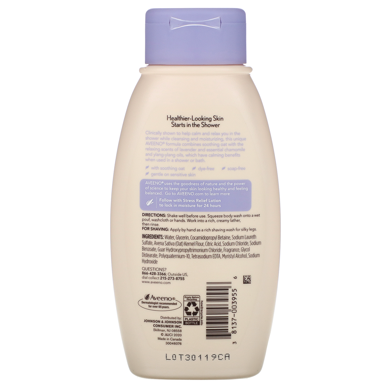 Aveeno, Ativos Naturais, Sabonete Corporal Líquido Alívio de Estresse, 12 fl oz (354 ml) - Imagem 2