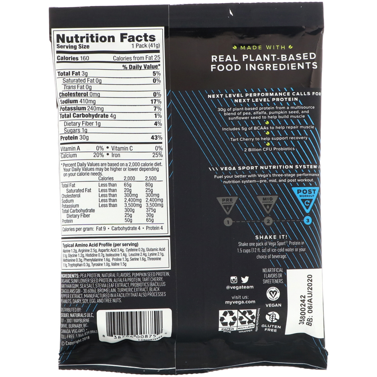 Vega, Sport Premium Protein, Vanilla, 1.5 oz (41 g) - Imagem 2