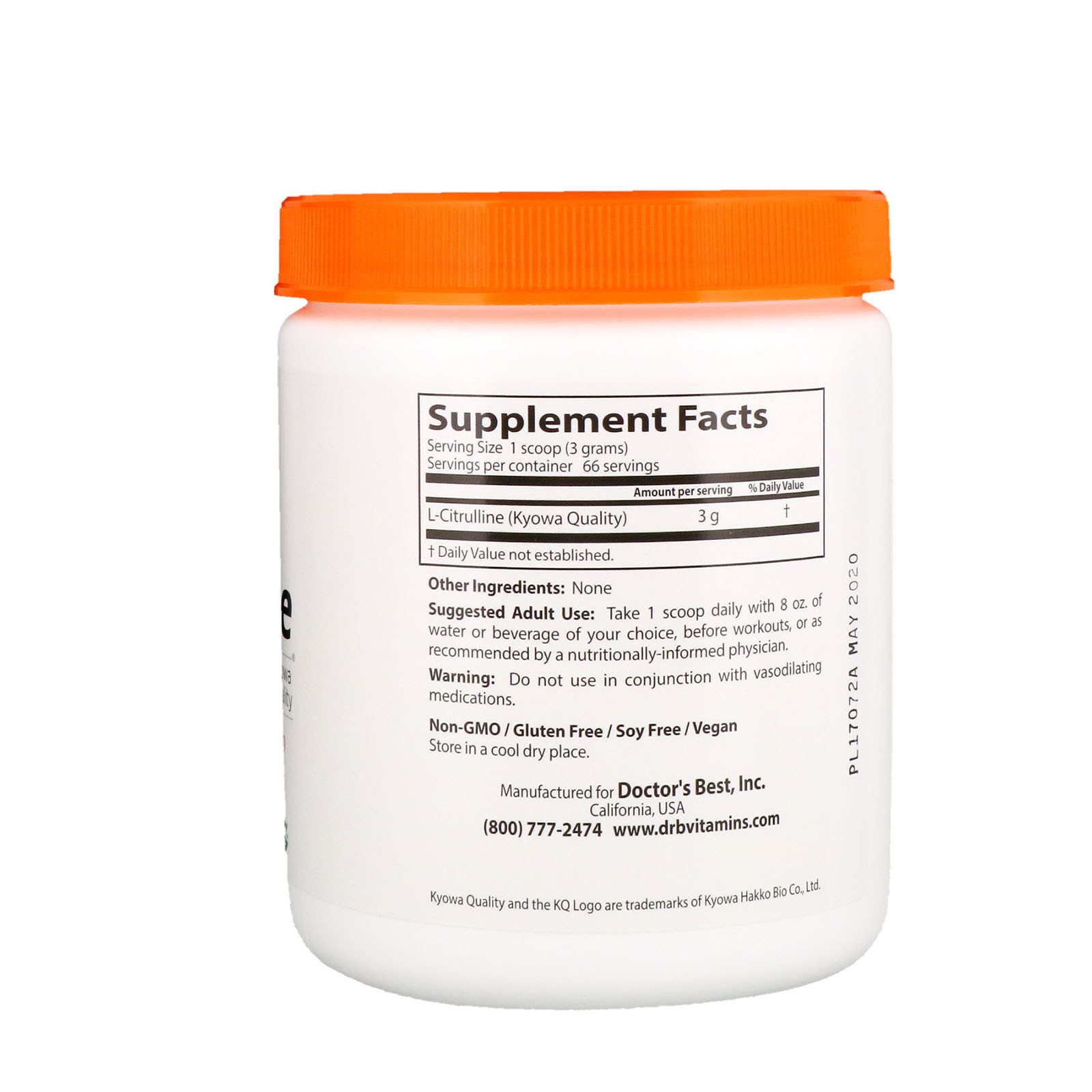Doctor's Best, L-Citrulina em pó, 200 ml (7 oz) - Imagem 2