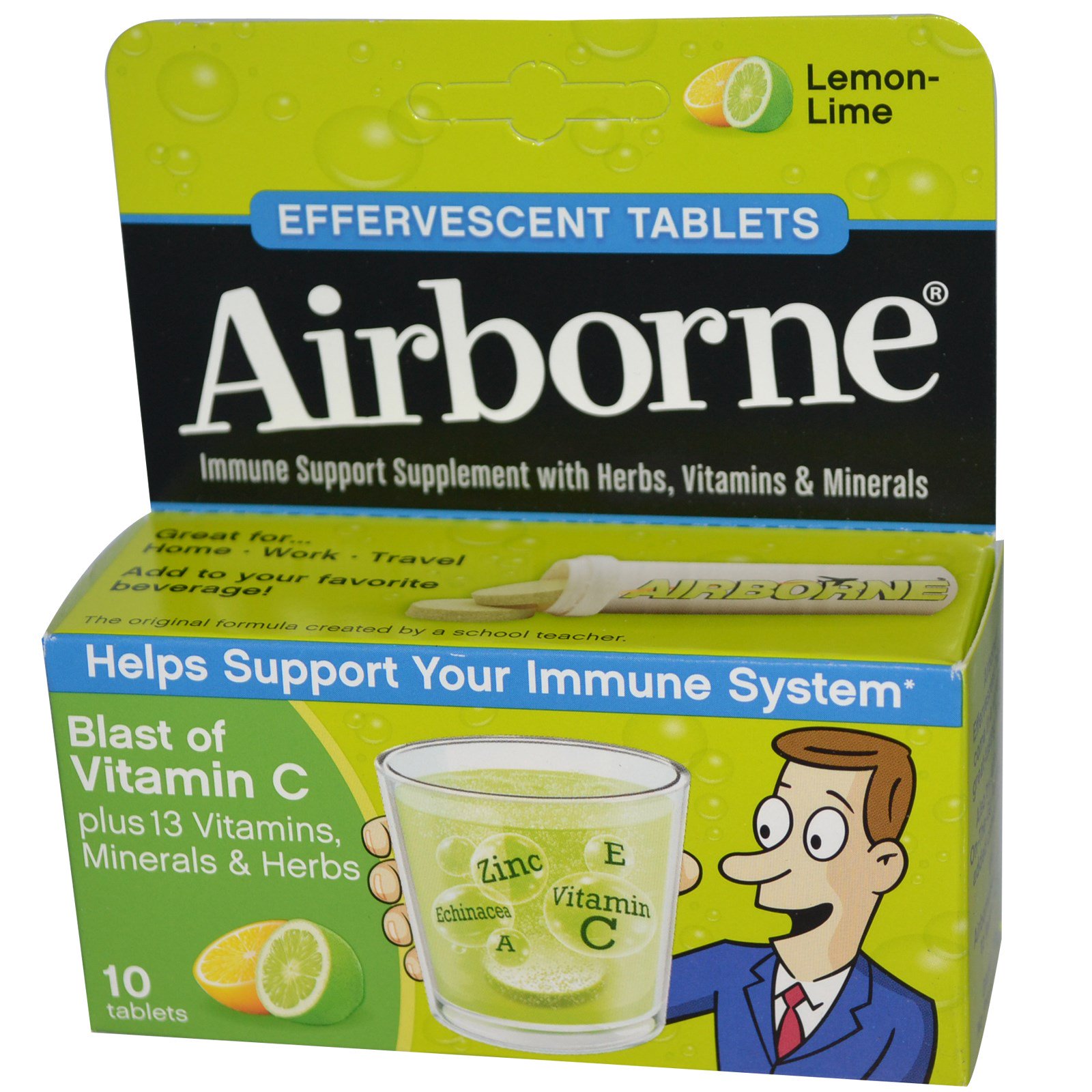AirBorne, Explosão de Vitamina C, Lima-Limão, 10 Comprimidos Efervescentes