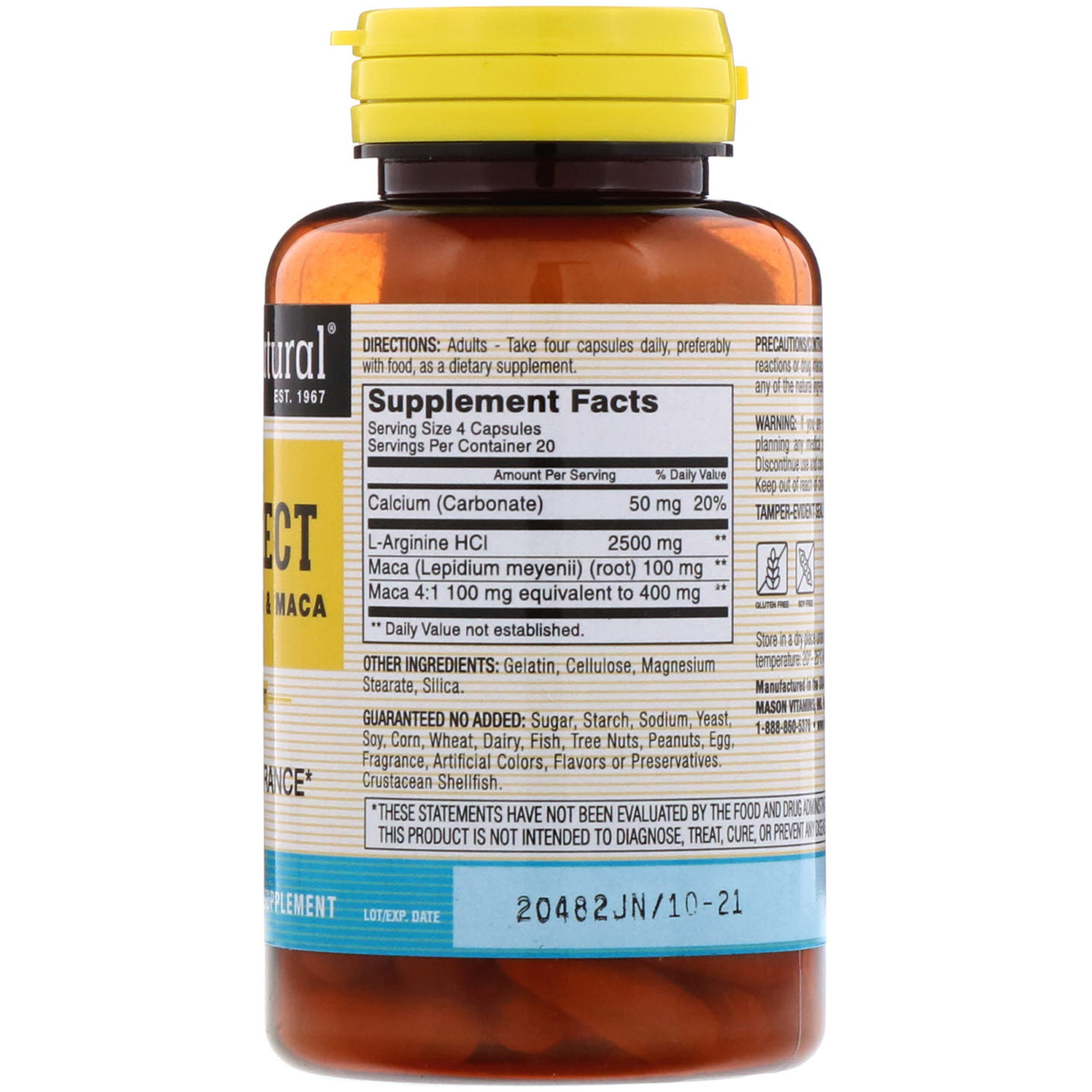 Mason Natural, Vein Erect com L-Arginina e Maca, 80 Cápsulas - Imagem 2