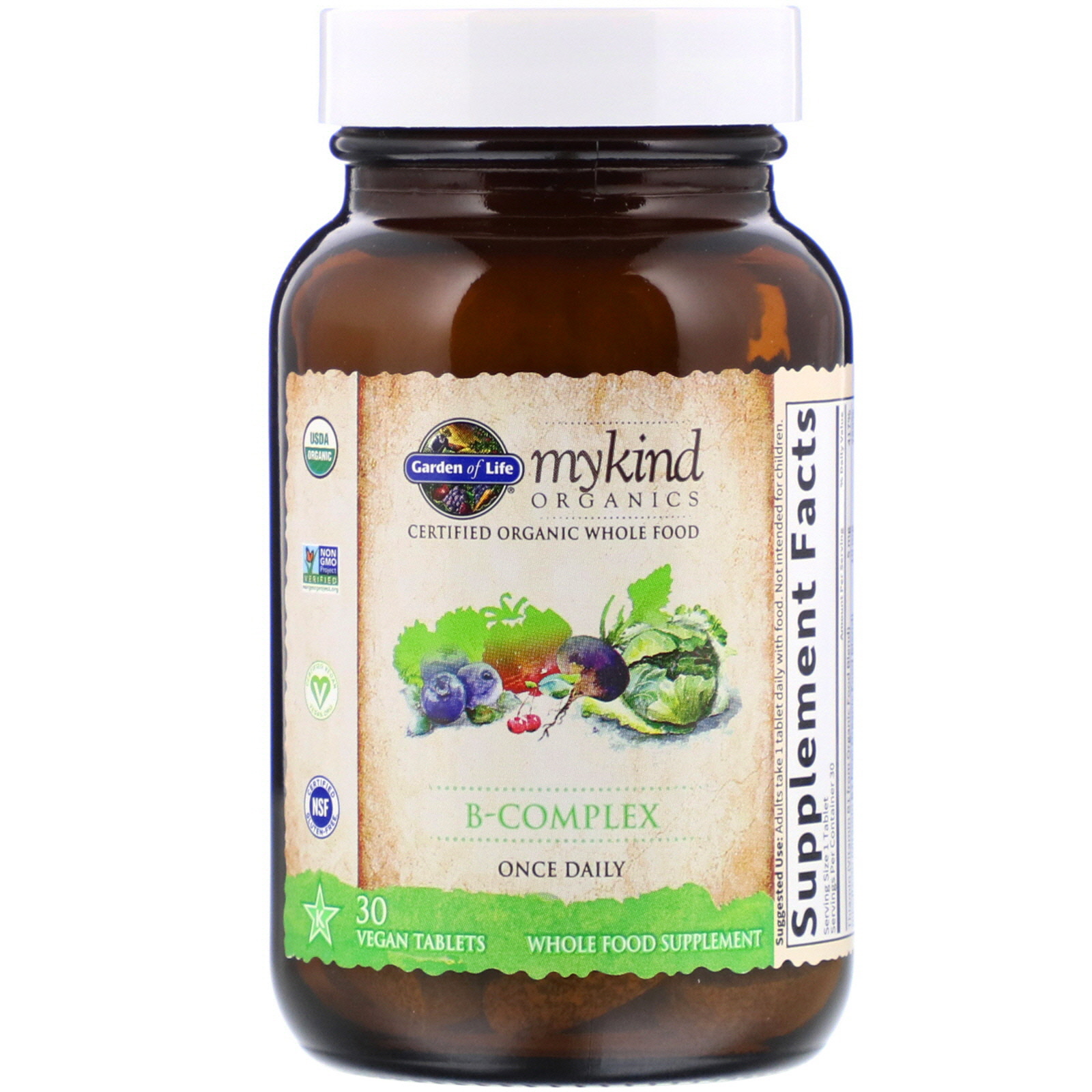 Garden of Life, MyKind Organics, Complexo B, 30 Comprimidos Veganos - Imagem 3