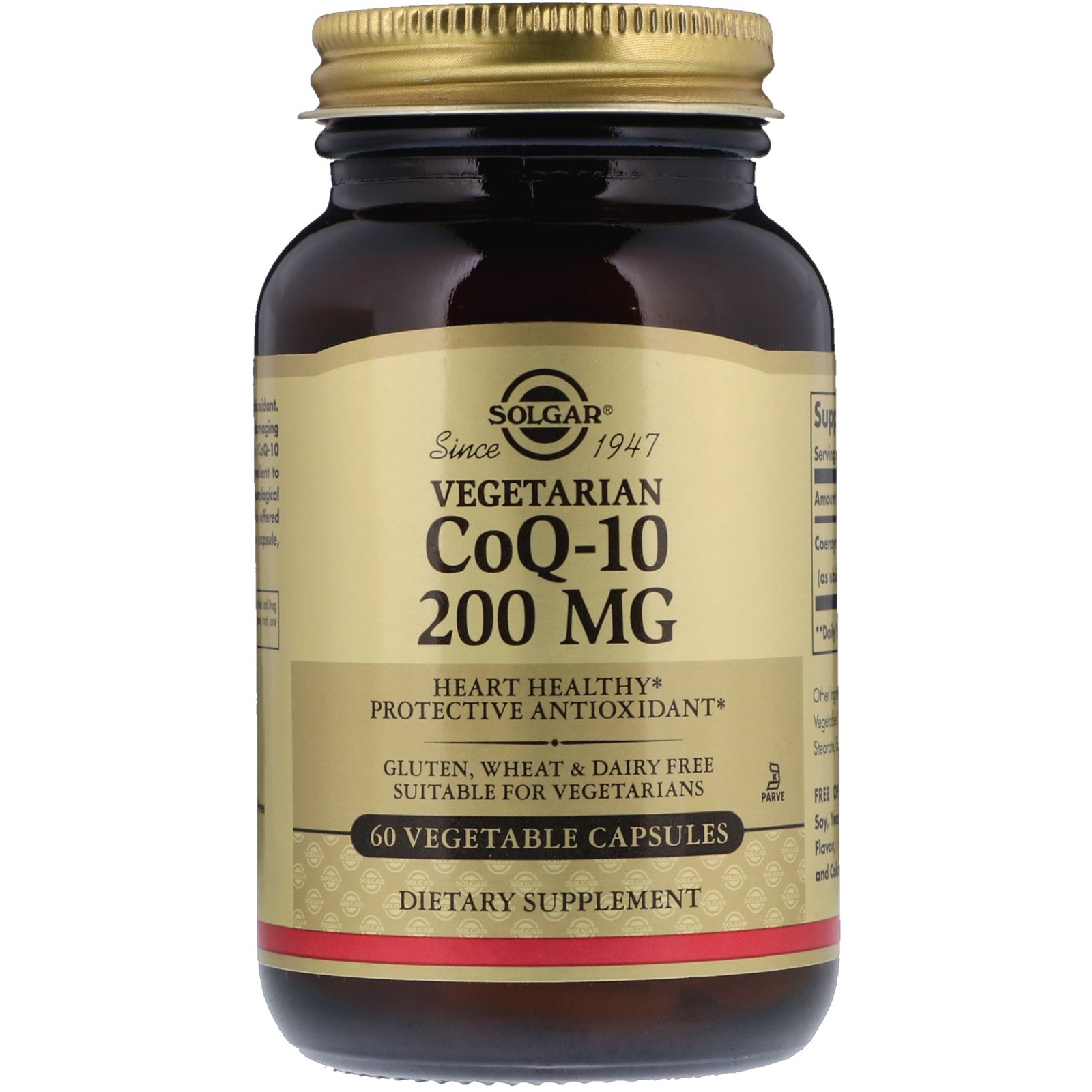 Solgar, CoQ-10 de origem vegetal, 200 mg, 60 Cápsulas Vegetais