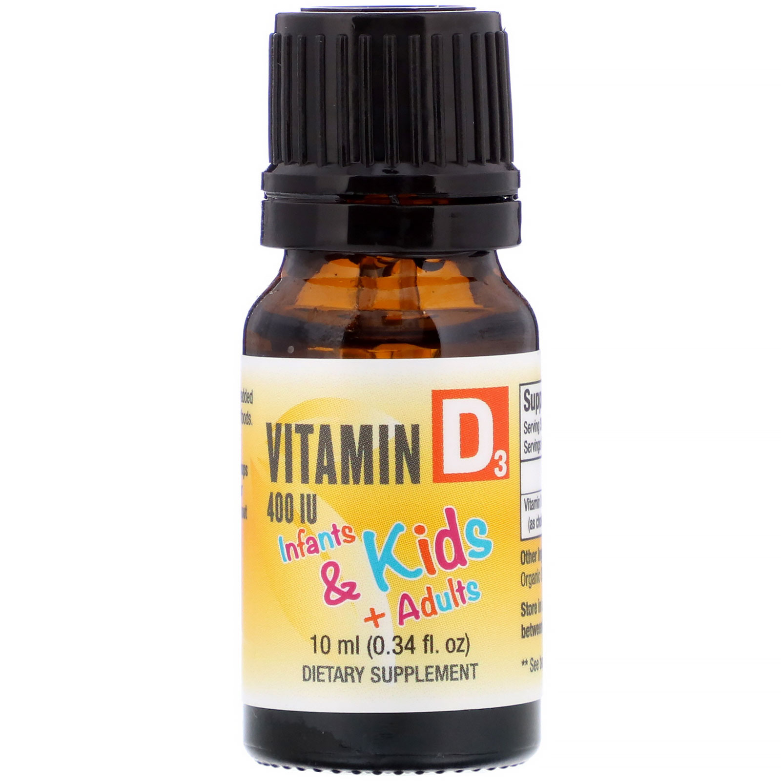 GreenPeach, Infants & Kids + Adults, Vitamin D3, 400 IU, 0.34 fl oz (10 ml) - Imagem 3