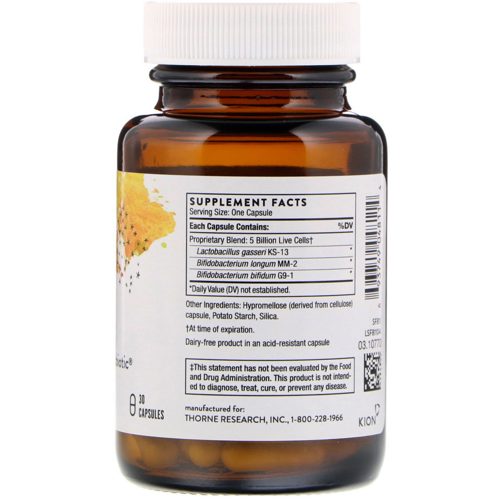 Thorne Research, Probiótico Floral Prime, 30 Cápsulas Vegetais - Imagem 2