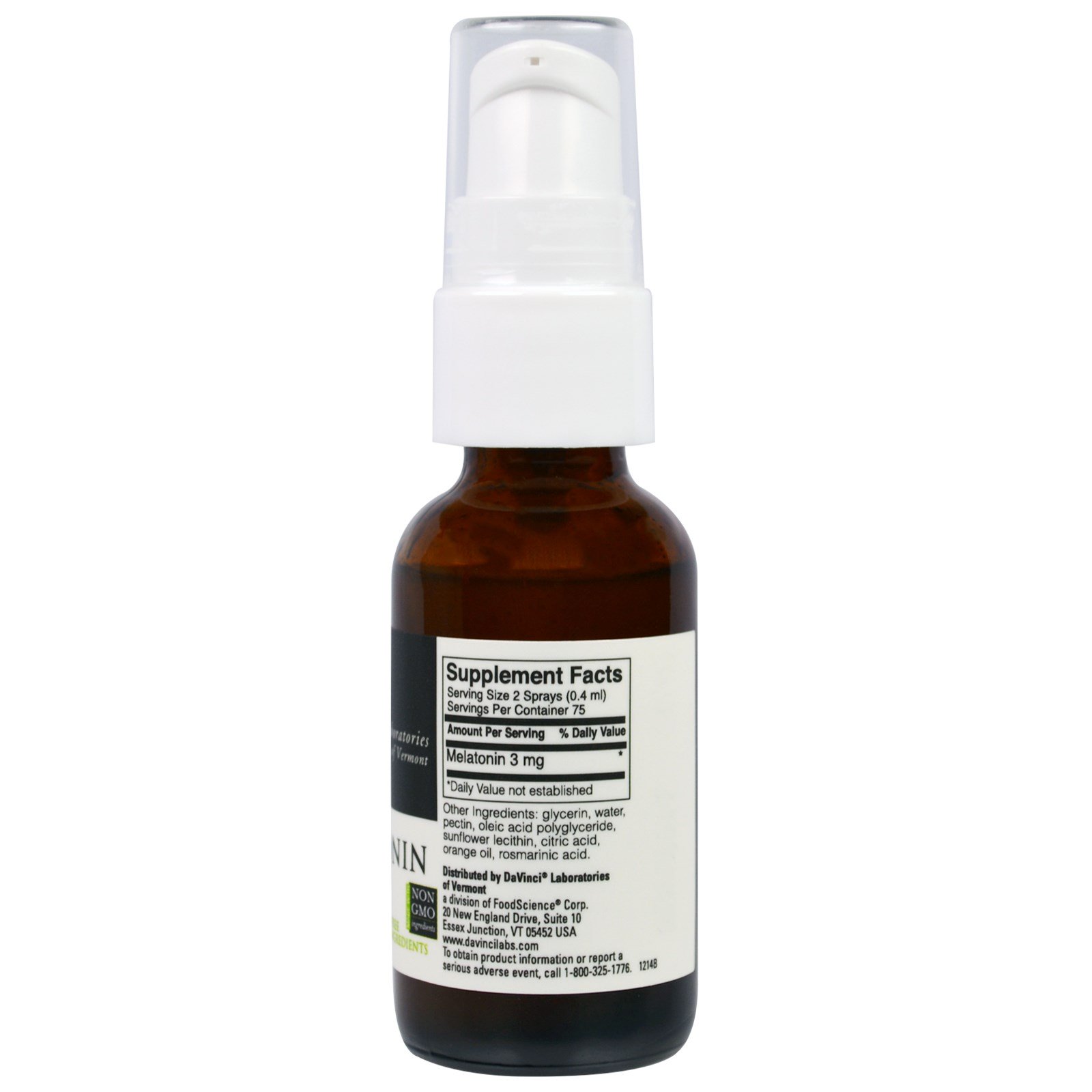 DaVinci Laboratories of Vermont, Spray de Melatonina, 30 ml (1 fl oz) - Imagem 2