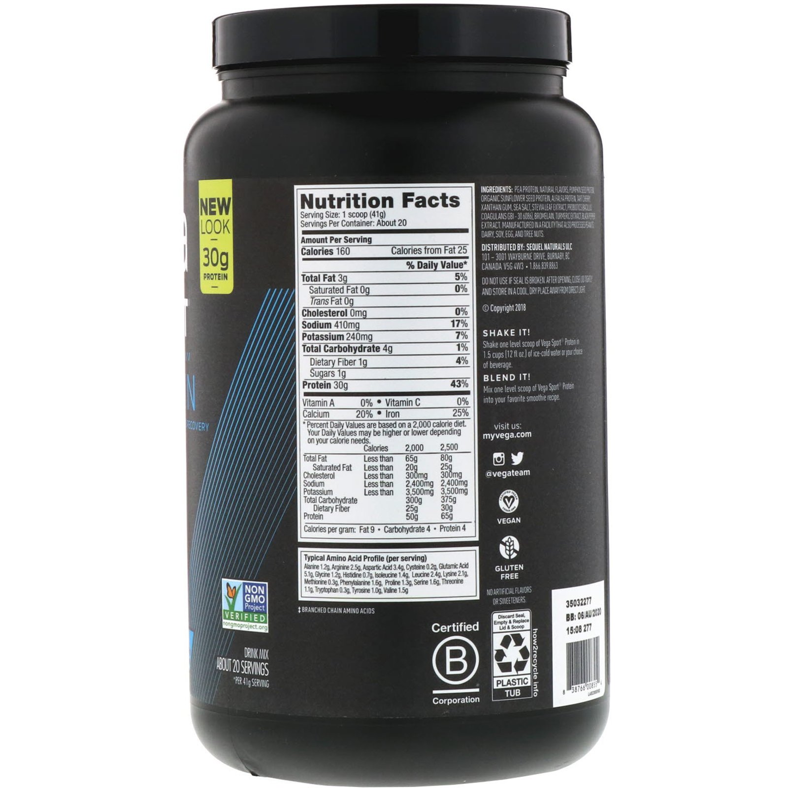 Vega, Sport, Proteína Premium, Baunilha, 828 g (29,2 oz) - Imagem 2