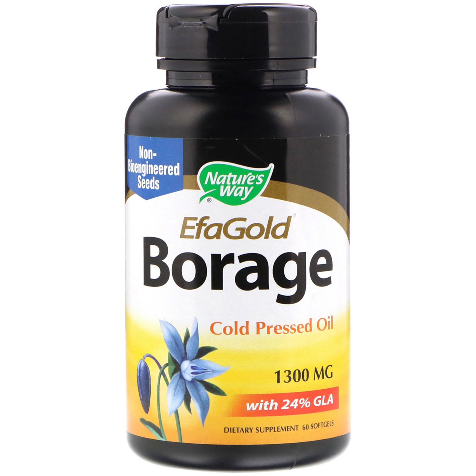 Nature's Way, EFAGold, Borragem, 1300 mg, 60 Cápsulas