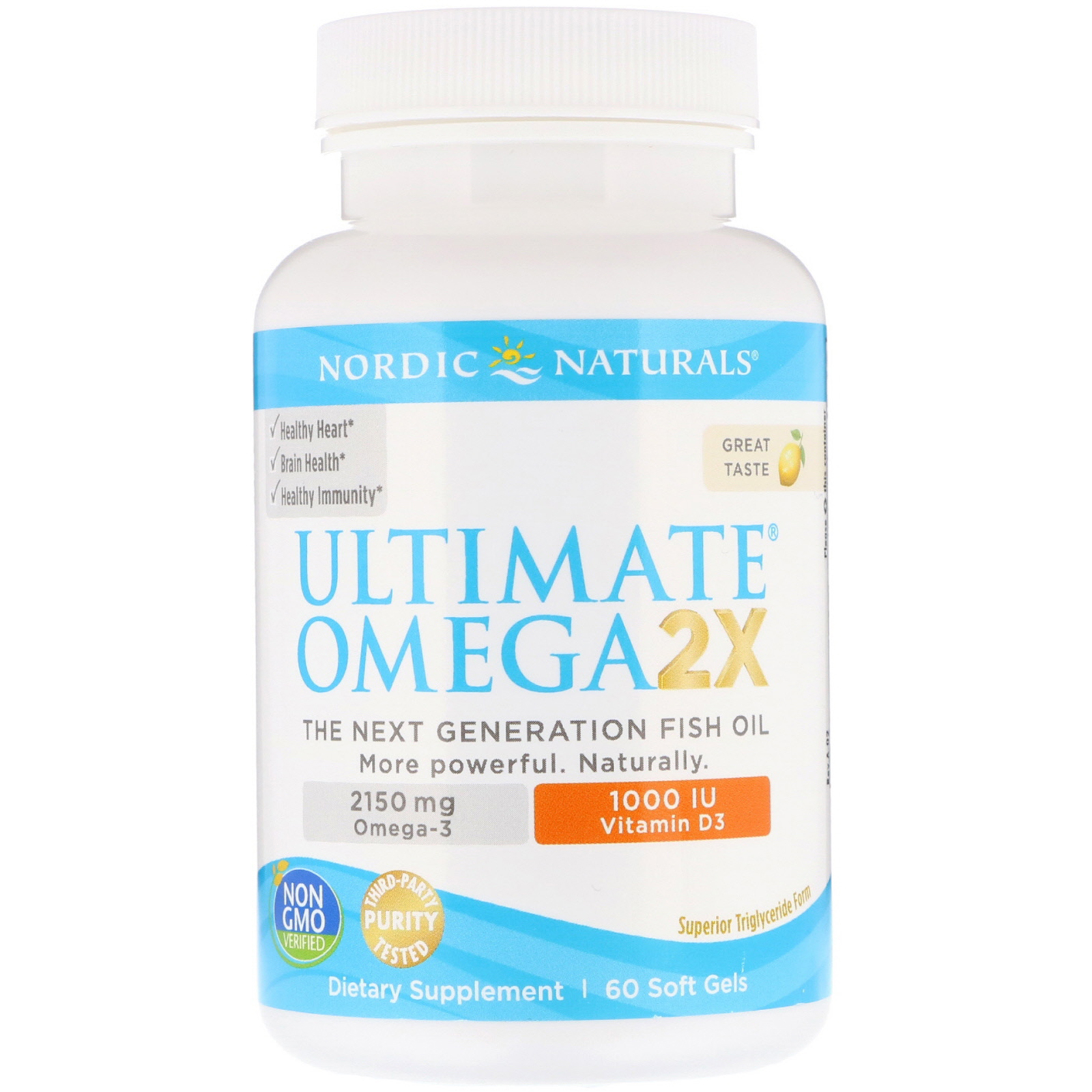 Nordic Naturals, Ultimate Omega 2X com Vitamina D3, Limão, 60 Cápsulas de Softgel - Imagem 3