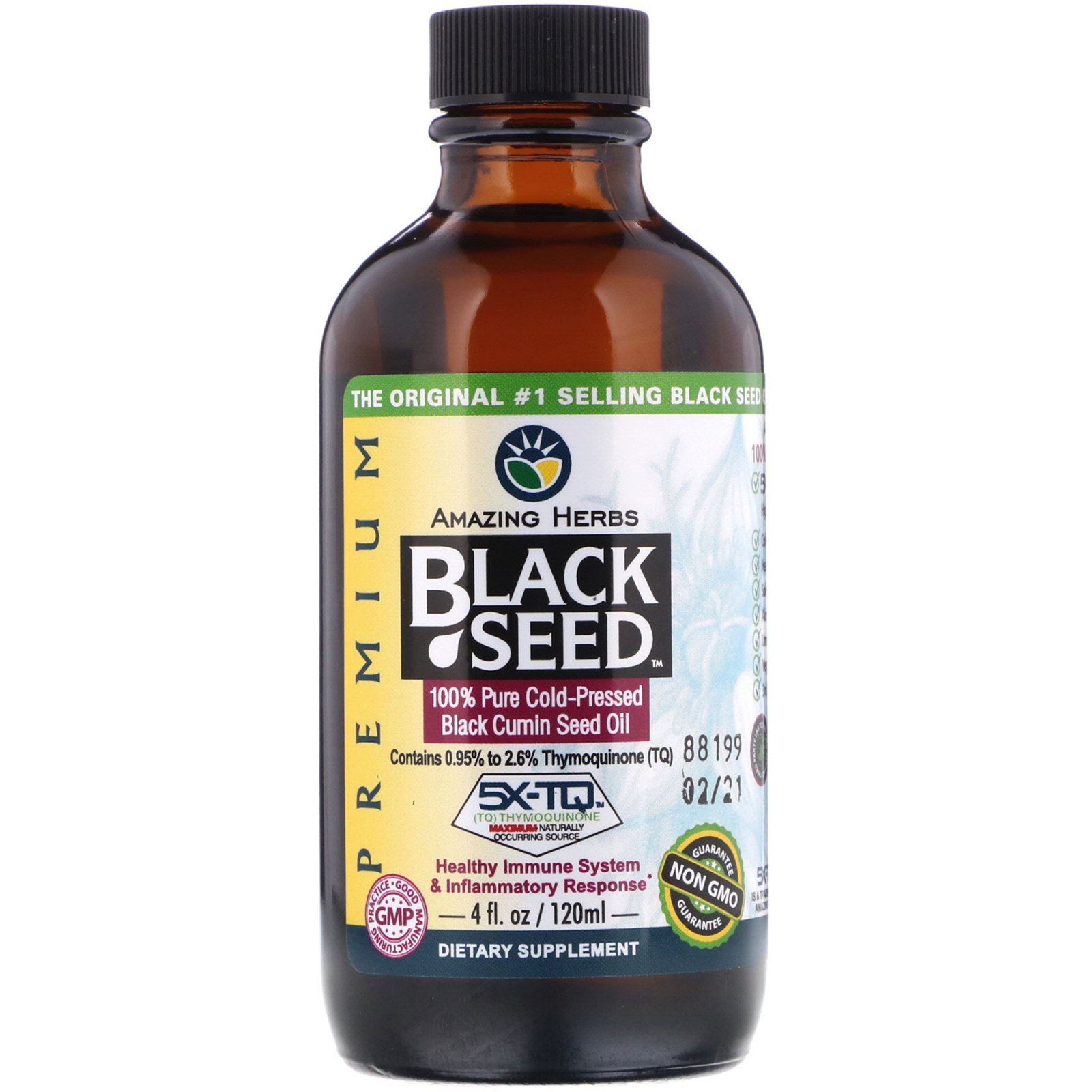 Amazing Herbs, Black Seed, Óleo de Semente de Cominho Preto 100% Puro e Prensado a Frio, 4 fl oz (120 ml)