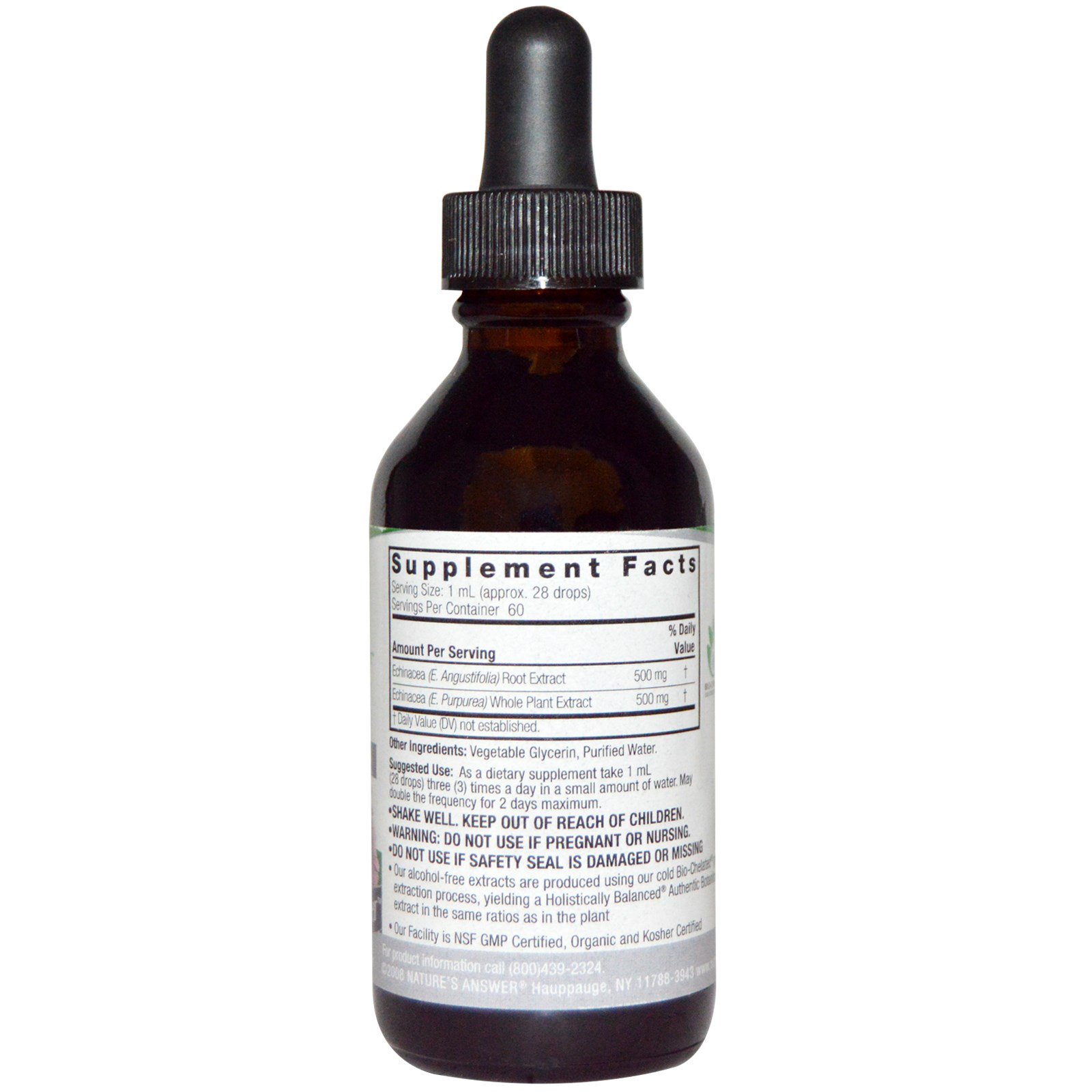 Nature's Answer, Equinácea, Sem Álcool, 1.000 mg, 60 ml (2 oz) - Imagem 2