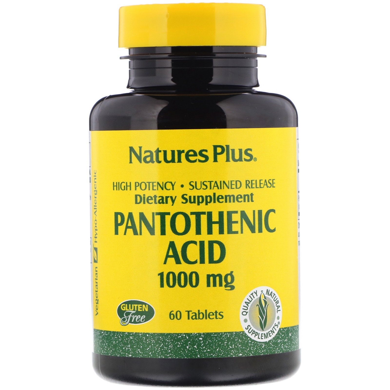 Nature's Plus, Ácido Pantotênico, 1000 mg, 60 Comprimidos