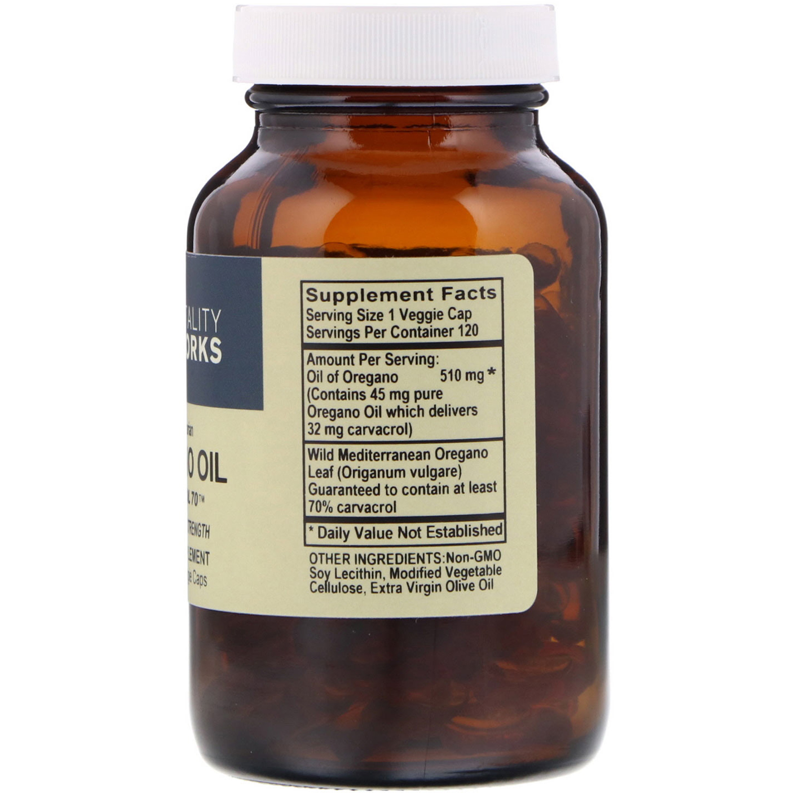 Vitality Works, Óleo de Orégano, Carvacrol 70, 120 Cápsulas Vegetais Líquidas - Imagem 2