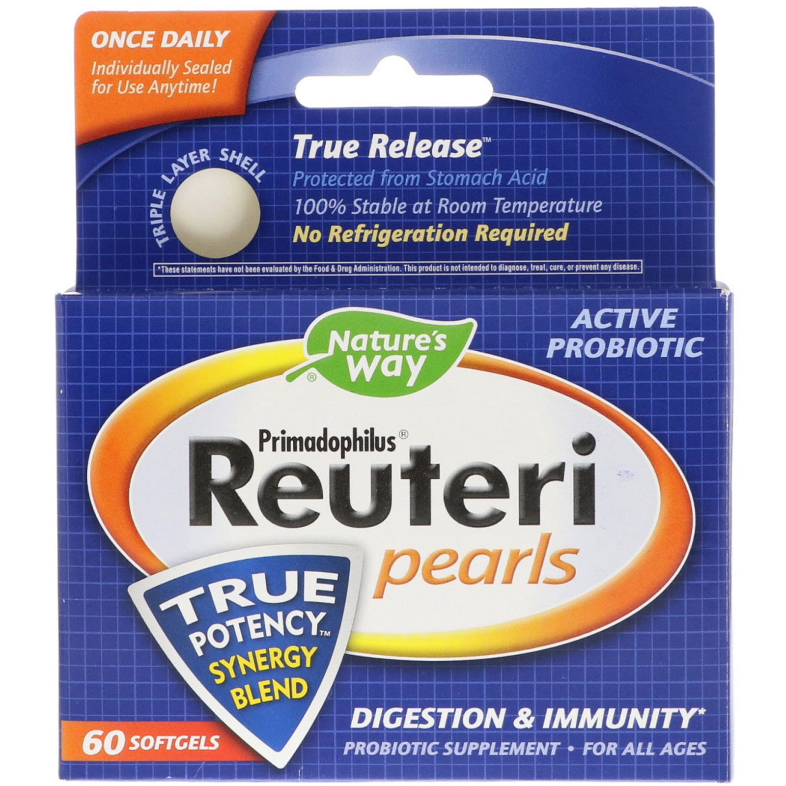 Nature's Way, Primadophilus Reuteri Pearls, 60 Cápsulas Softgel