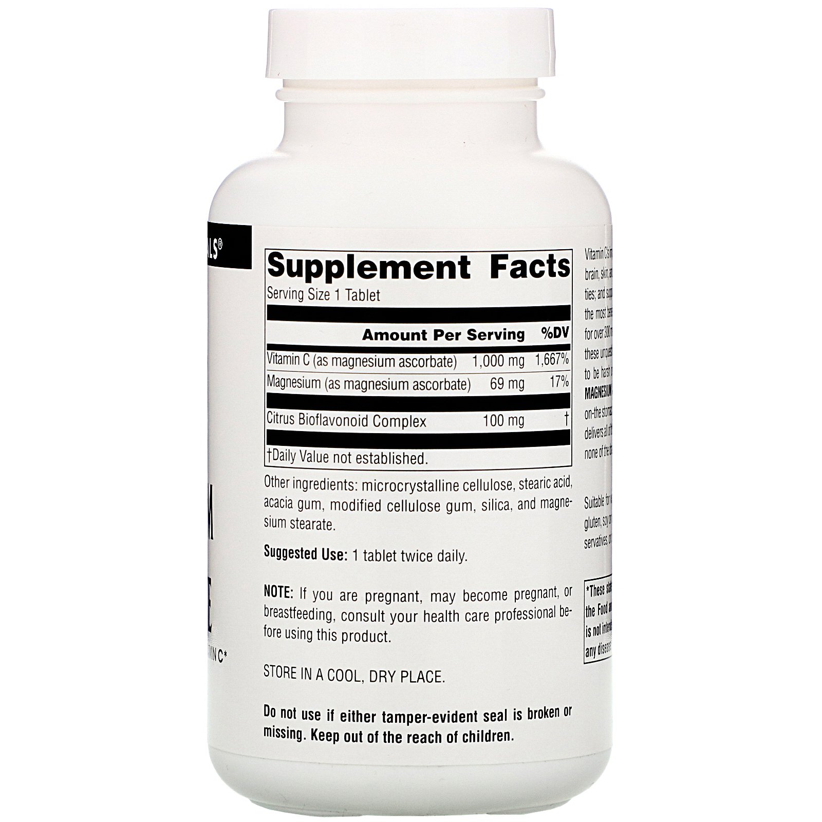 Source Naturals, Ascorbato de Magnésio, 1.000 mg, 120 comprimidos - Imagem 2