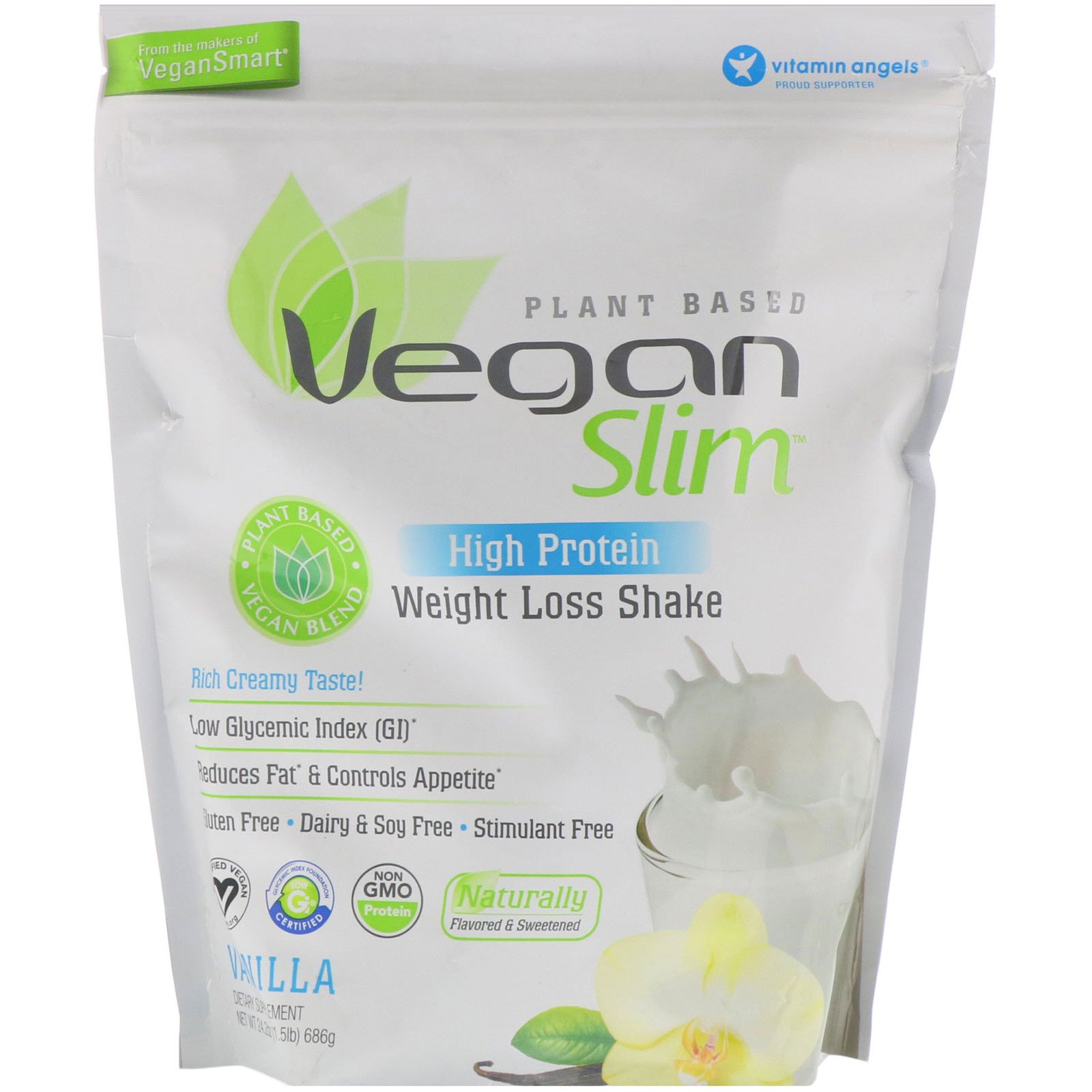 VeganSmart, Vegano Magro, Alto Teor Proteico, Shake para Perda de Peso, Baunilha, 24,2 oz (686 g)
