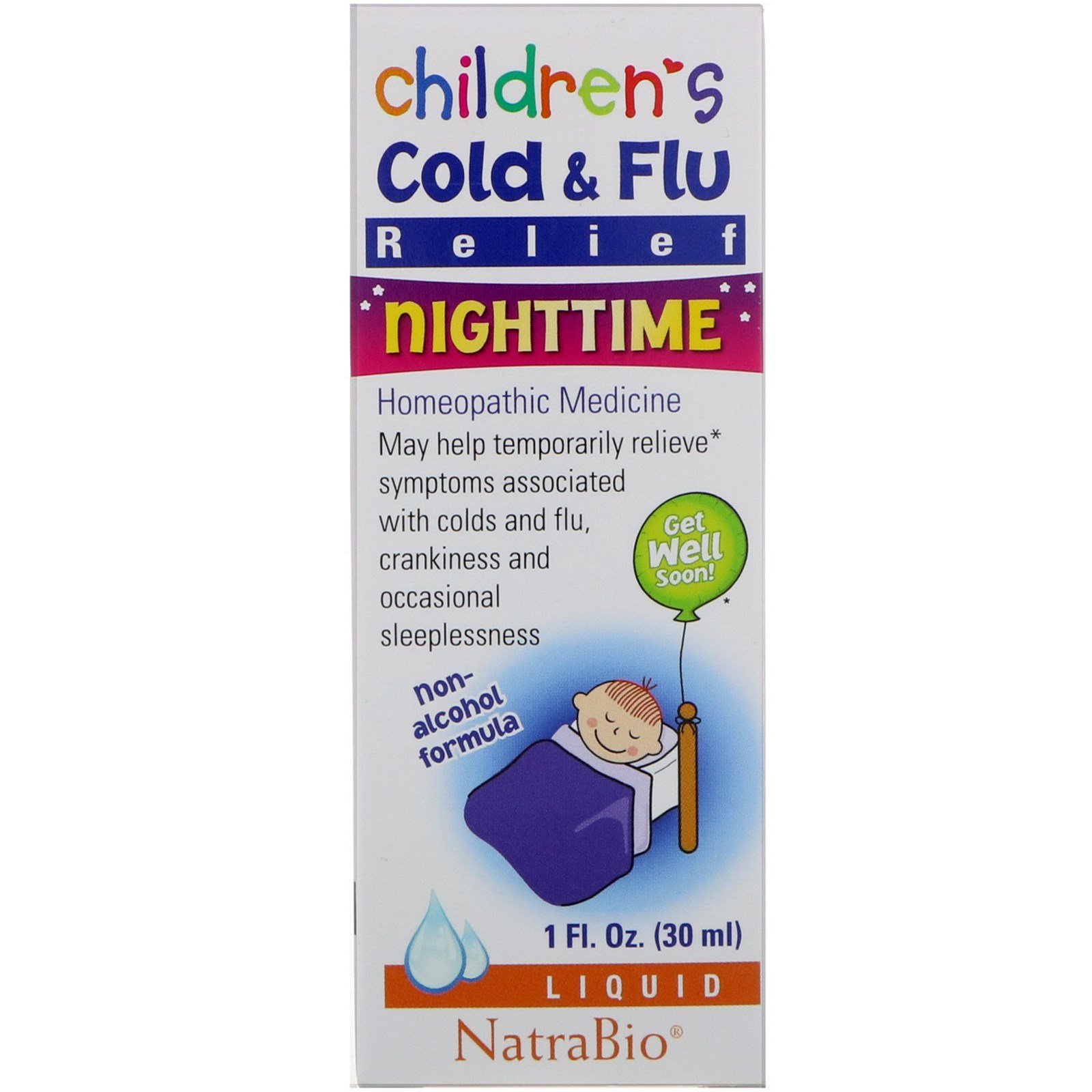 NatraBio, Children's Cold & Flu, Noturno, 30 ml (1 fl oz)