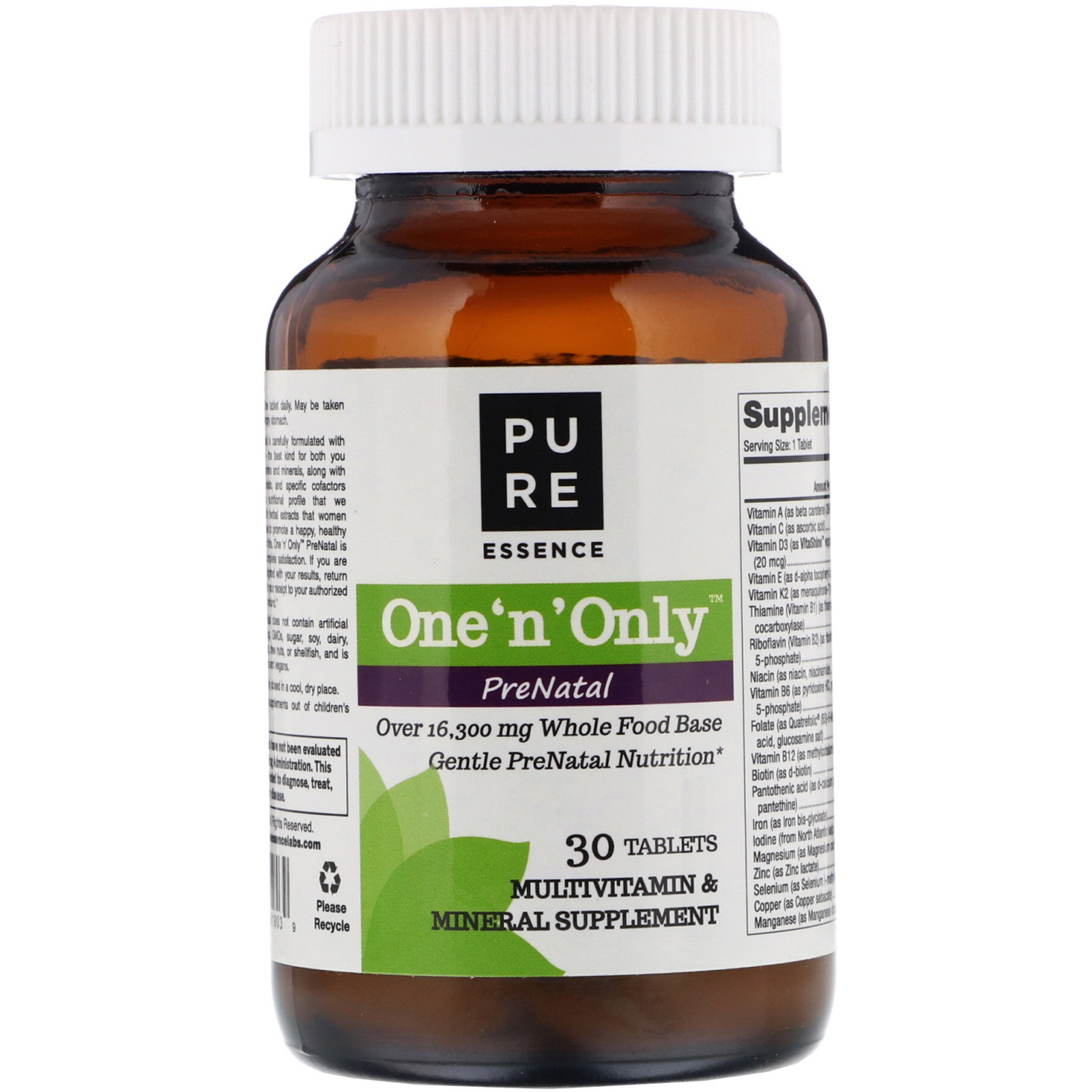 Pure Essence, One 'n' Only PreNatal, Multivitamin & Mineral, 30 Tablets