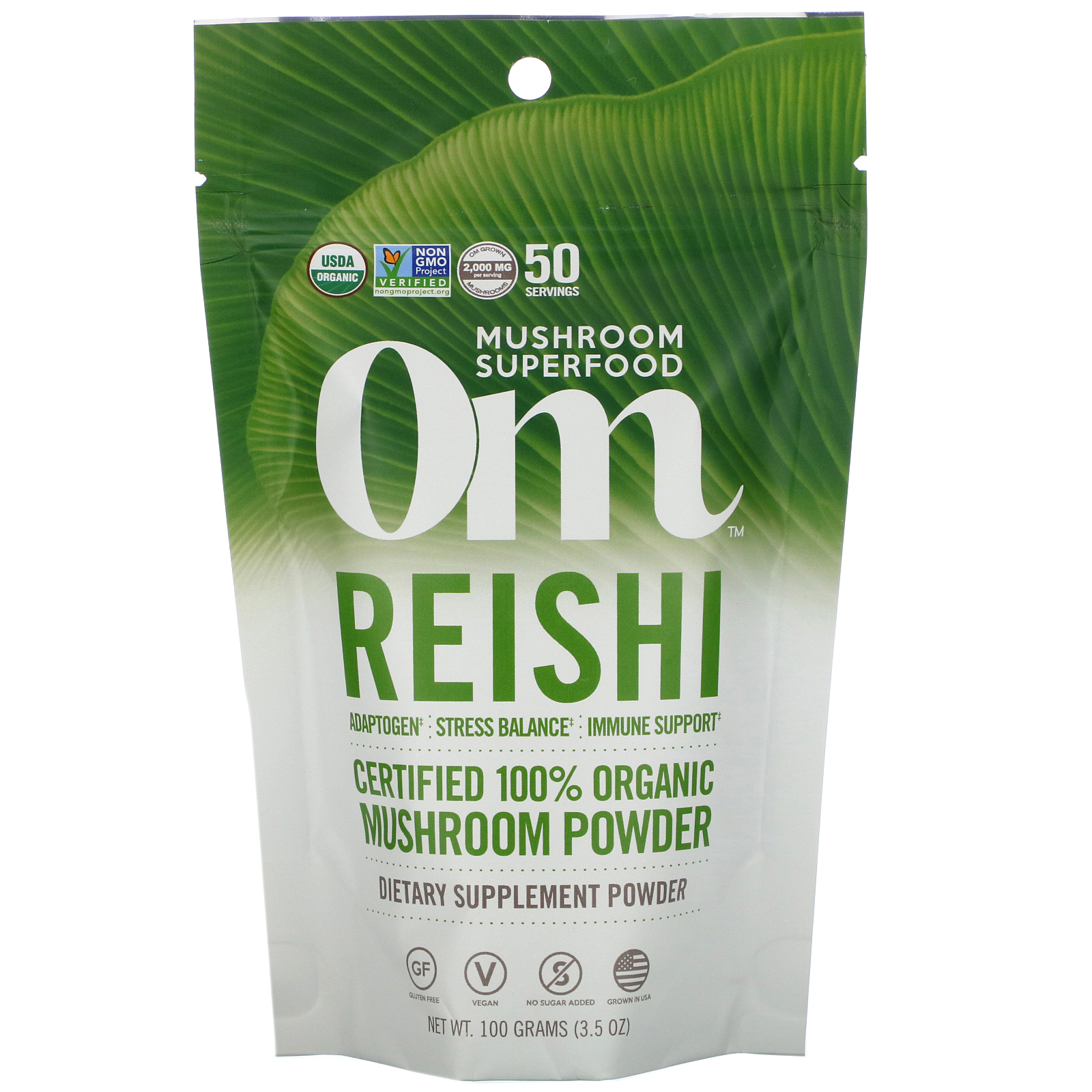 Organic Mushroom Nutrition, Reishi, Certified 100% Organic Mushroom Powder, 3.5 oz (100 g)